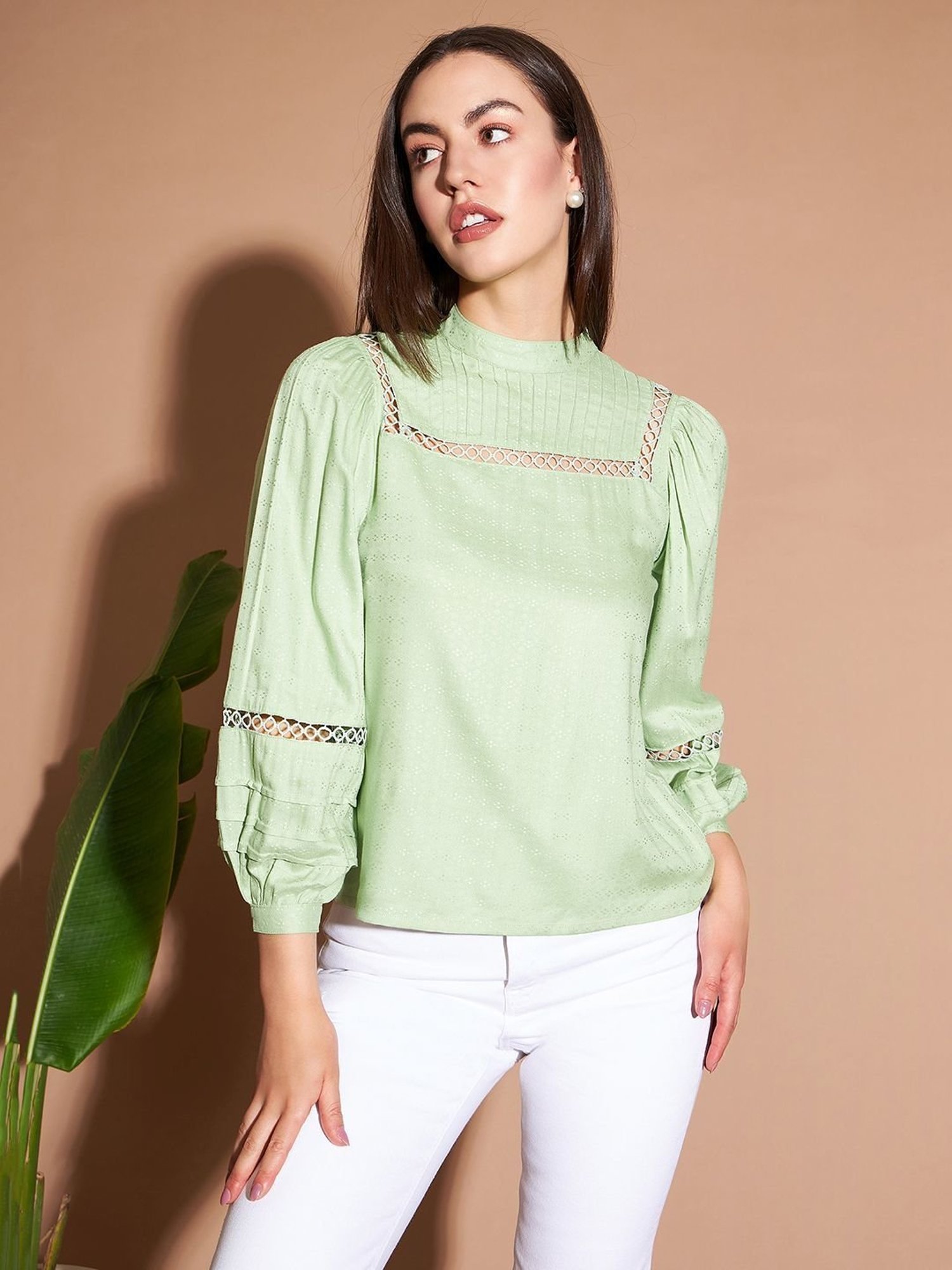 Marie Claire Green Full Sleeves Top