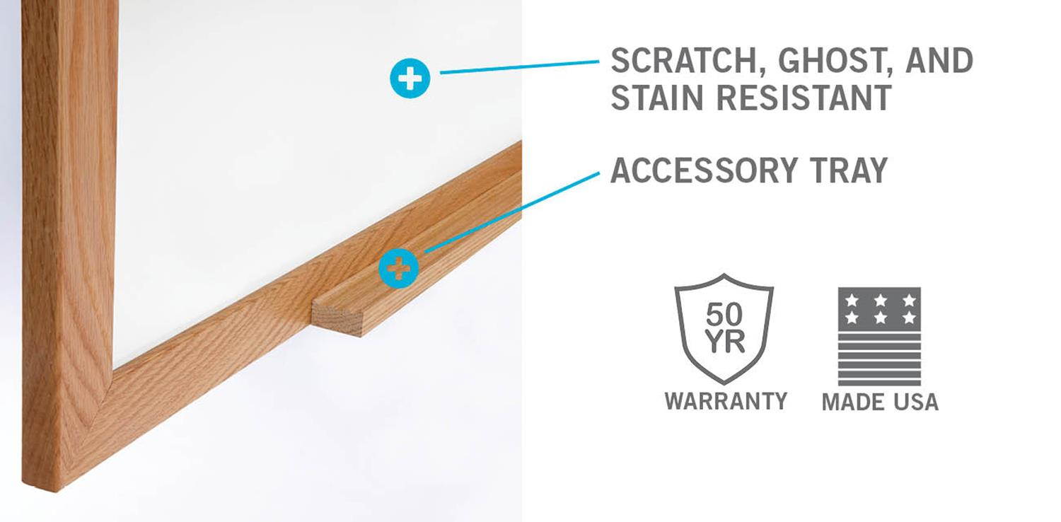 36.5" x 48.5" Wood Frame Porcelain Magnetic Whiteboard