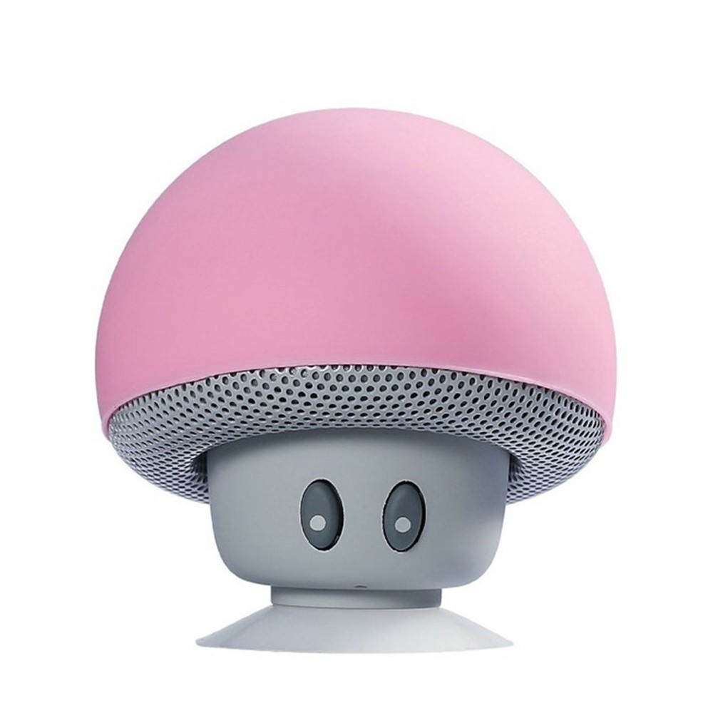 Cartoon Mushroom Head BT Speaker Suction Cup Phone Holder Portable Outdoor Sound (Pink)