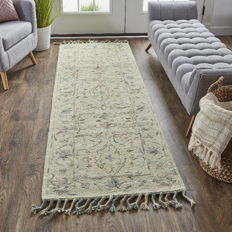 2'6"x8' Runner Hand Made Tufted Medallion Wool Runner Multicolored - Feizy