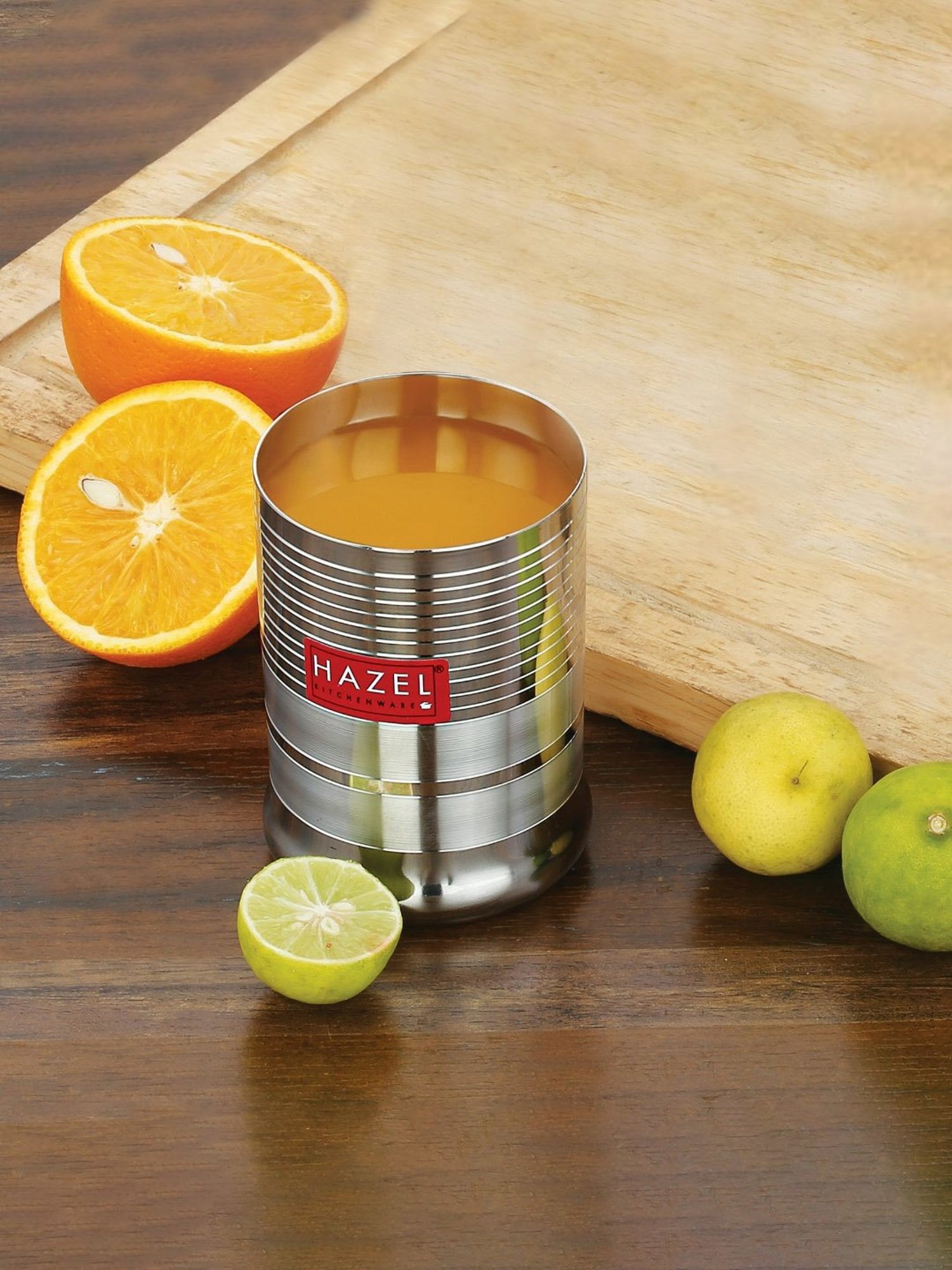 HAZEL Silver Stainless Steel Drinking Water Glass (350ml)