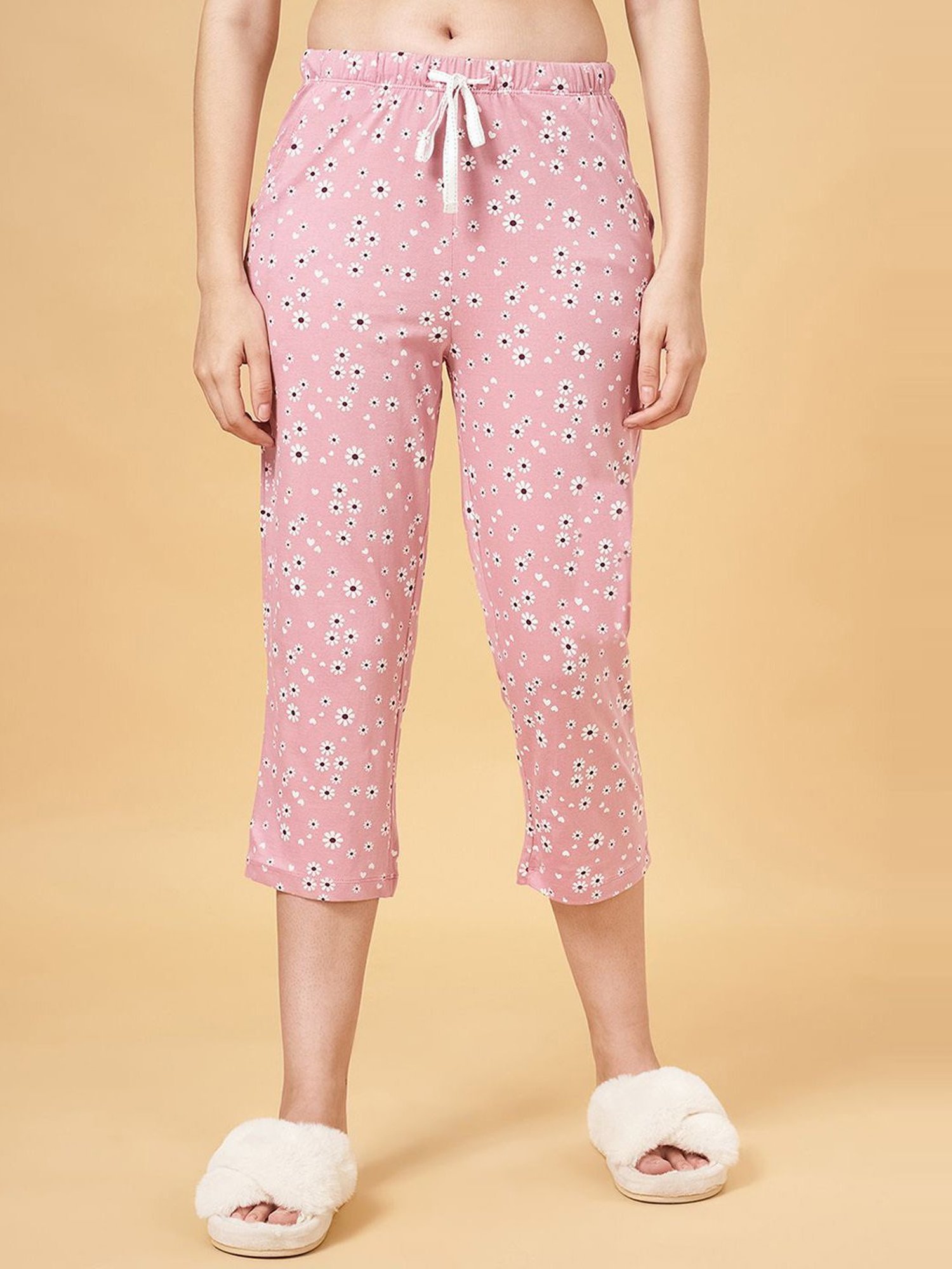 Dreamz by Pantaloons Pink Cotton Printed Capris