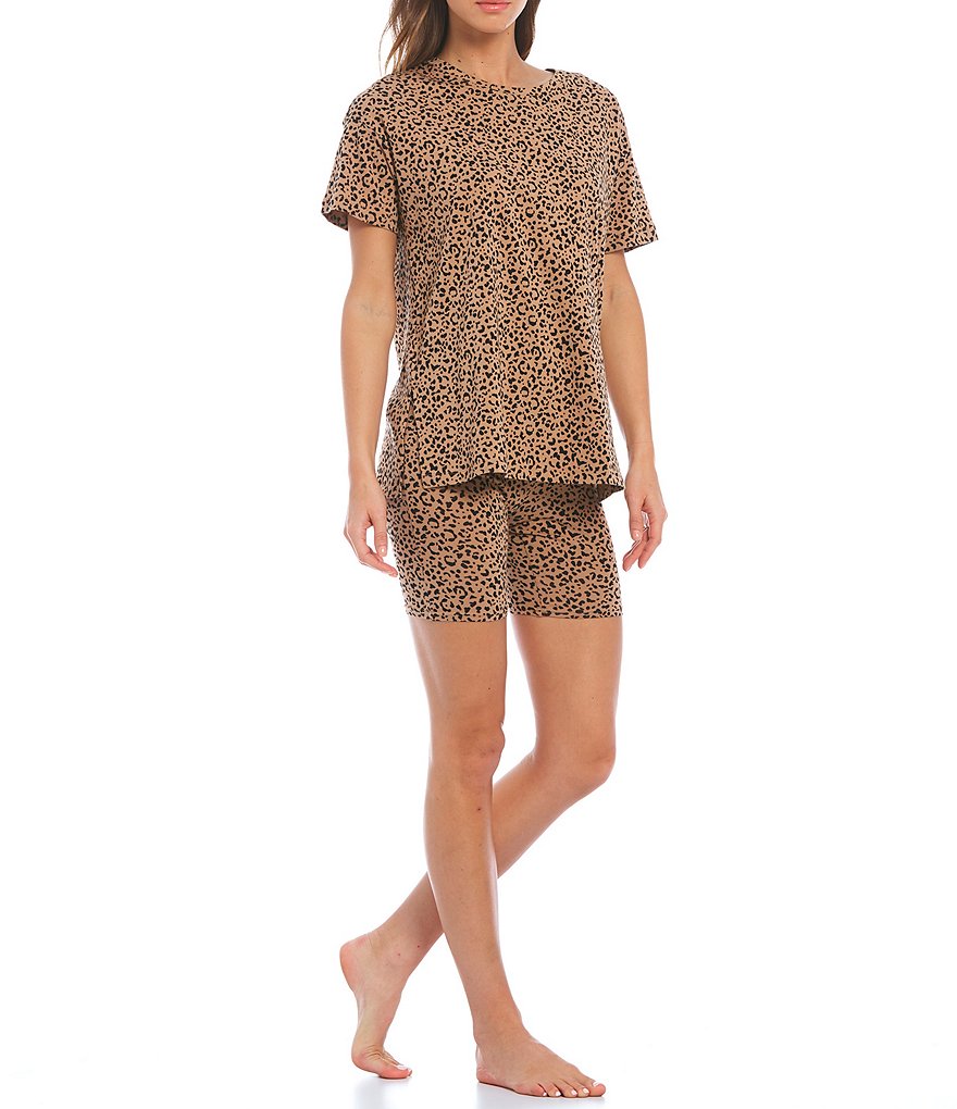 Jasmine & Ginger Animal Print Short Sleeve Knit Sleep Tee
