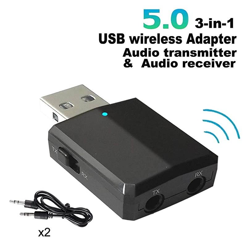 USB Bluetooth Adapter USB Bluetooth 50 Audio Transmitter ReceiverHandsFree Calling 3in1 35mm USB Bluetooth Aux Adapter for Car PC HeadphoneTV
