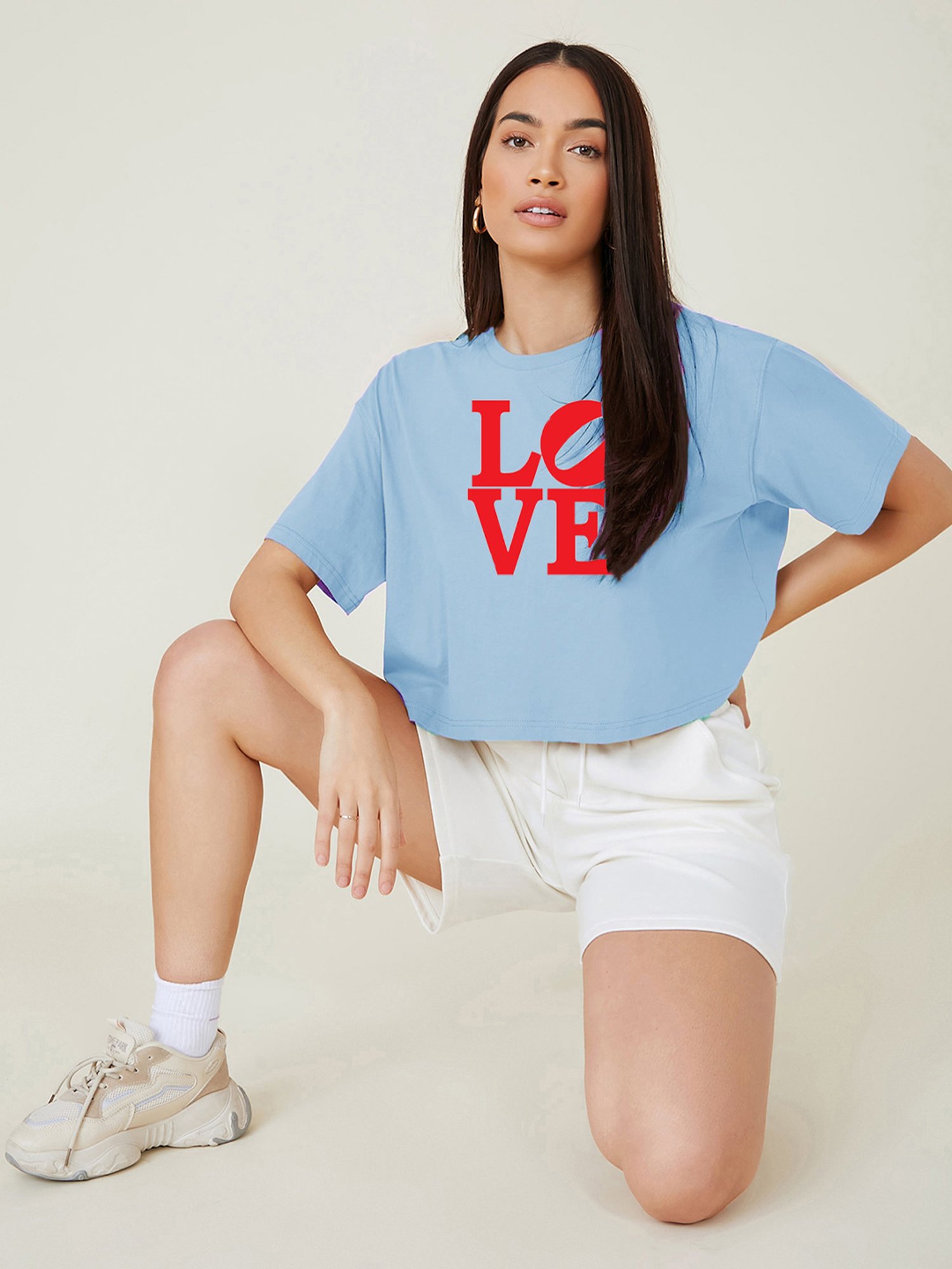 Kotty Blue & Red Graphic Print Oversized T-Shirt