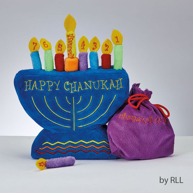 Rite Lite 8.25" Hanukkah My Soft Plush Menorah Set Children Play Set - Blue/Purple