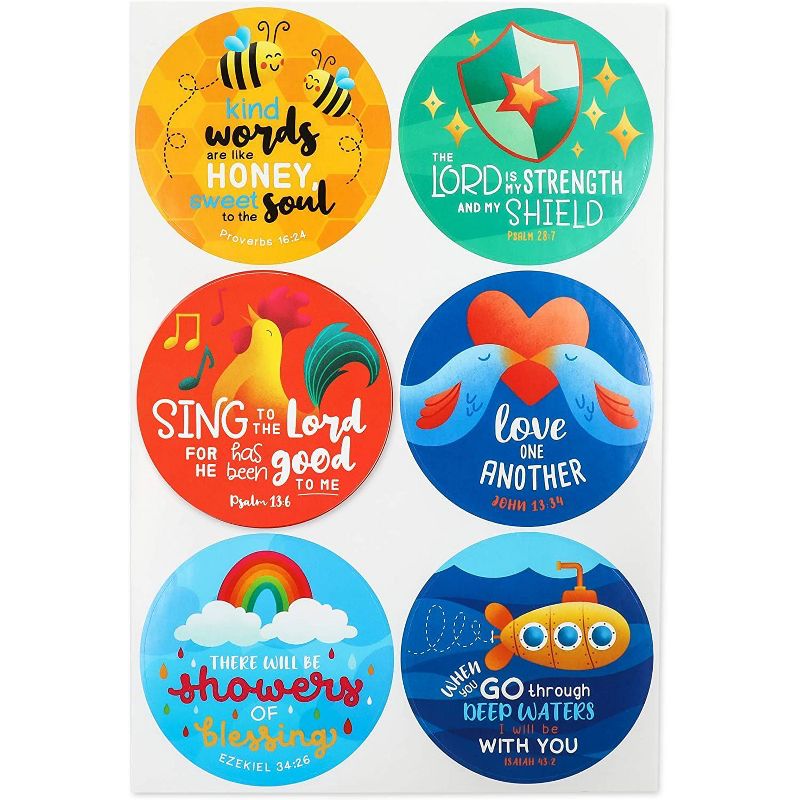240-Count Bible Verse Round Stickers, Total 40 Sheets Scripture Labels, 3"x3" each