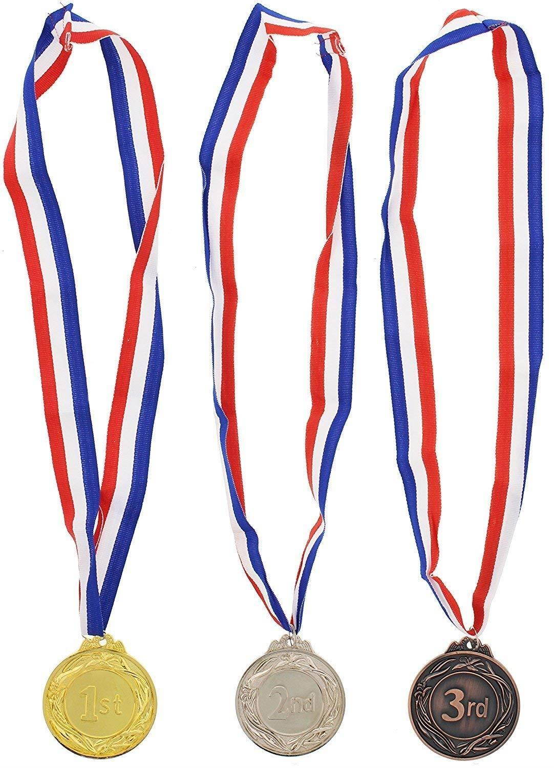 Juvale Gold Silver Bronze Award Medals - Olympic Style Awards Contests, Games, Shows, Competitions - 6 Pc Set