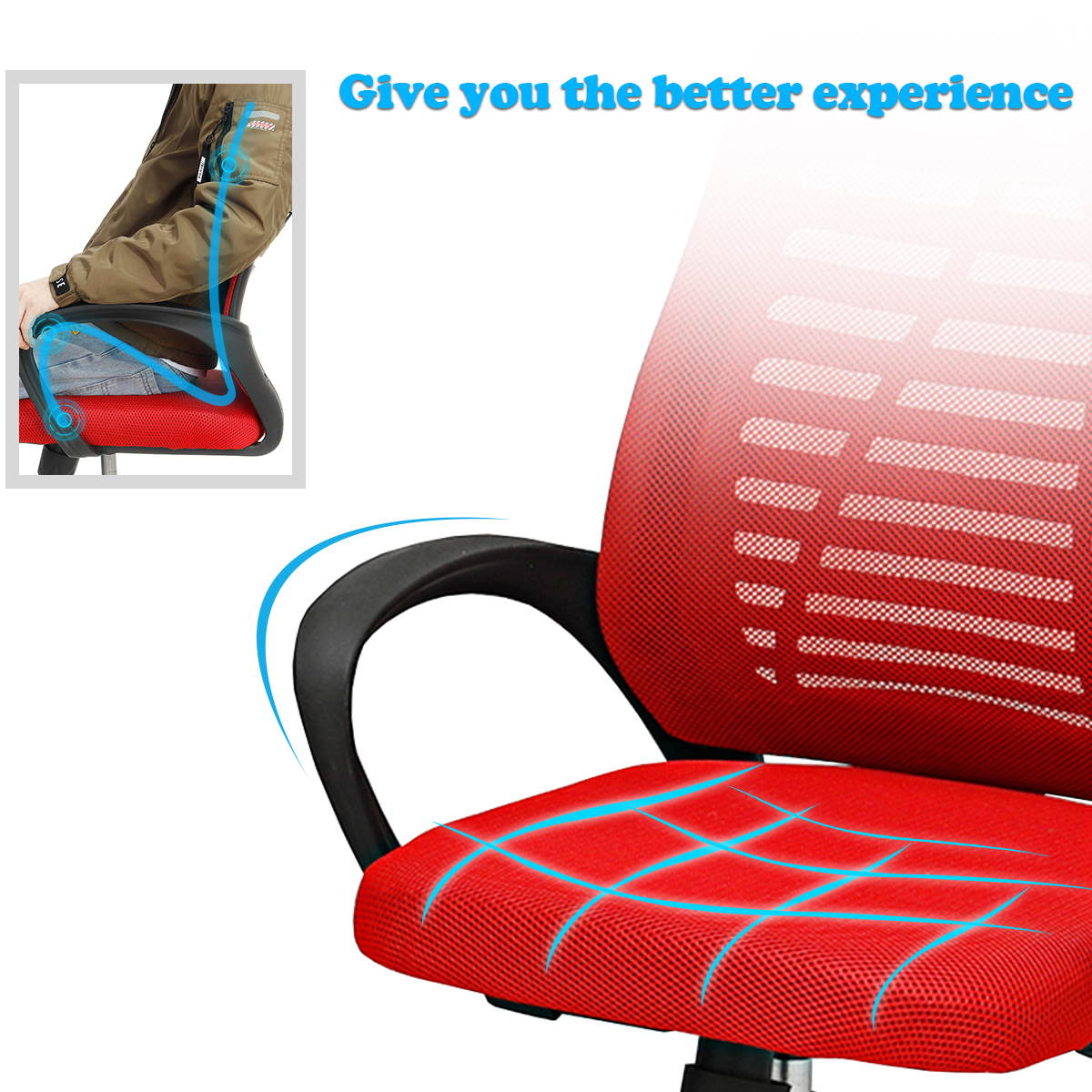 Ergonomic Office Chair Mesh Chair Ergonomic Swivel Mid Back Computer Chair Home Work