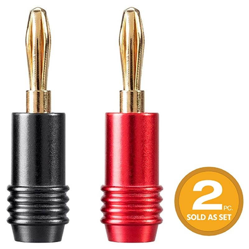 2 Pair Affinity Series 24k Gold Speaker Banana Plug,Black/Red