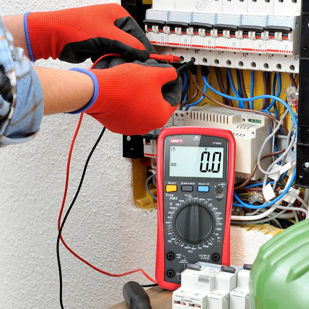 UNI-T UT890C Digital Multimeter True RMS Handheld Mini Universal Meter AC DC Voltmeter Ammeter High Accuracy Measure AC/DC Voltage Current Resistance Capacitance Frequency Temperature Diode Tester