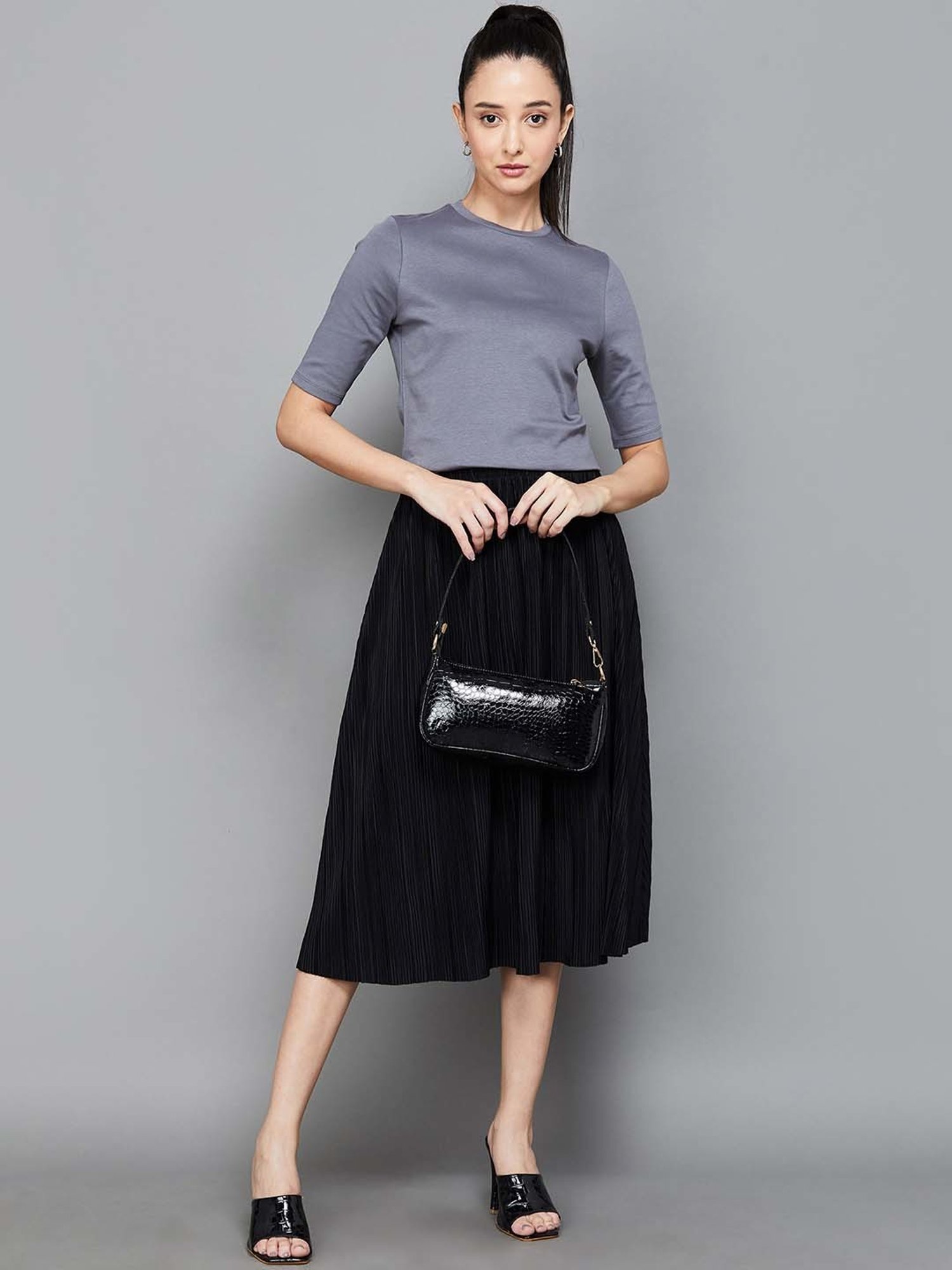 Code by Lifestyle Grey Cotton Regular Fit Top