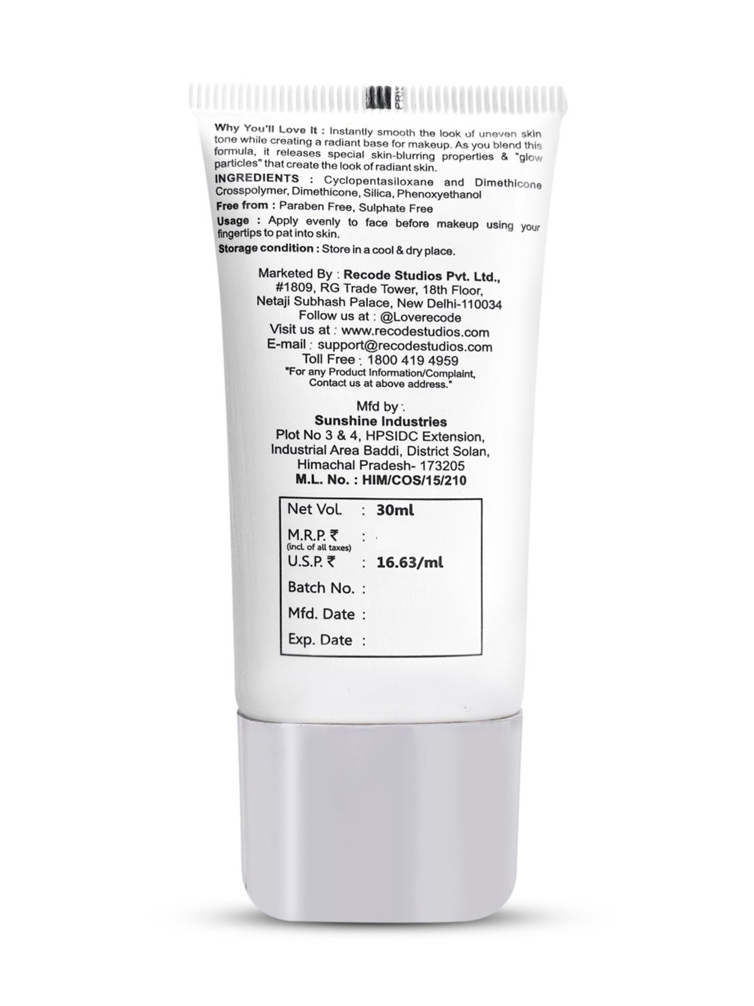 Recode Studio Pro Ace of Base Radiant Primer - 30 ml