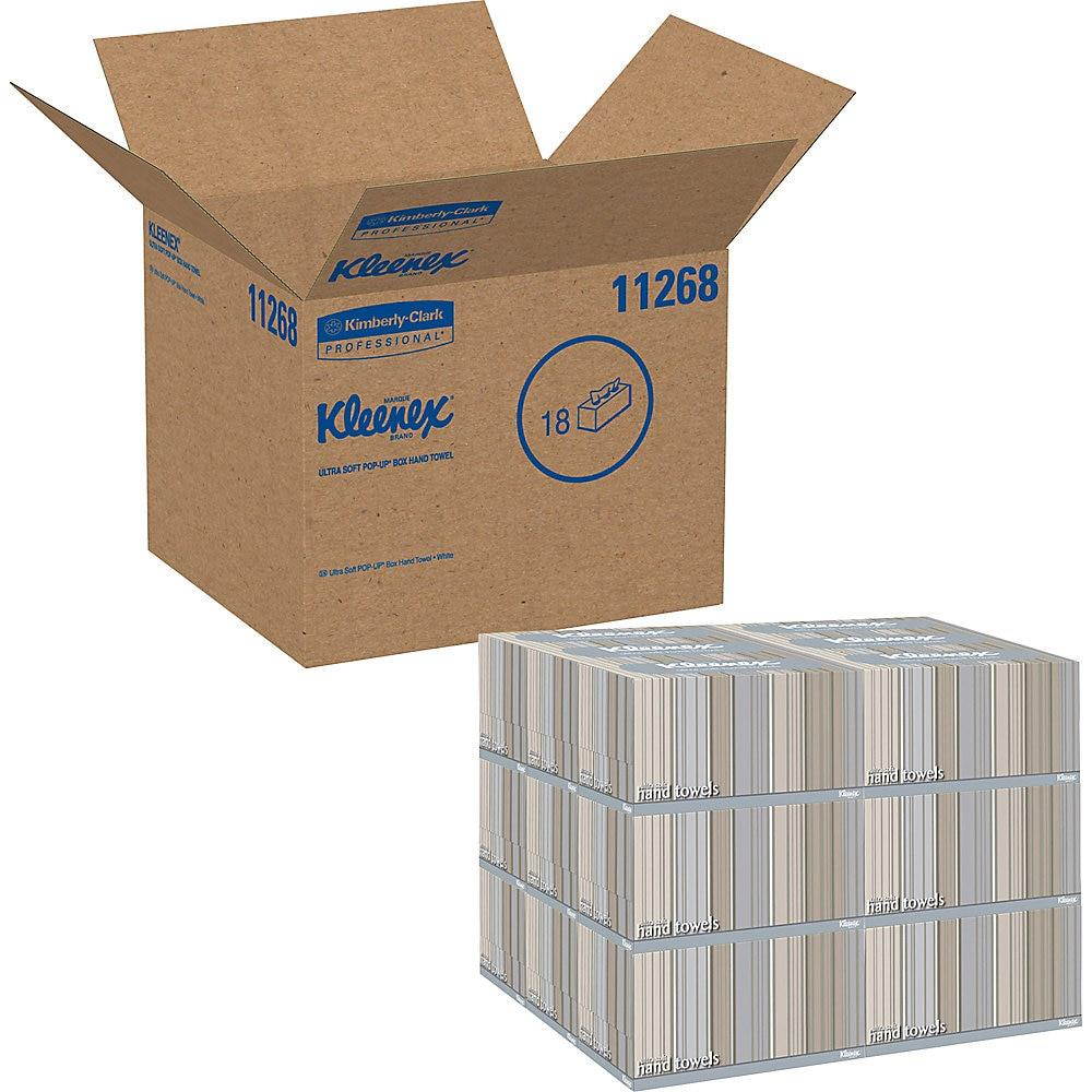 Kleenex&reg; Ultra Soft Hand Towels, Pop-Up Box, 1-Ply, White, 70 Hand Towels Per Box, Case Of 18