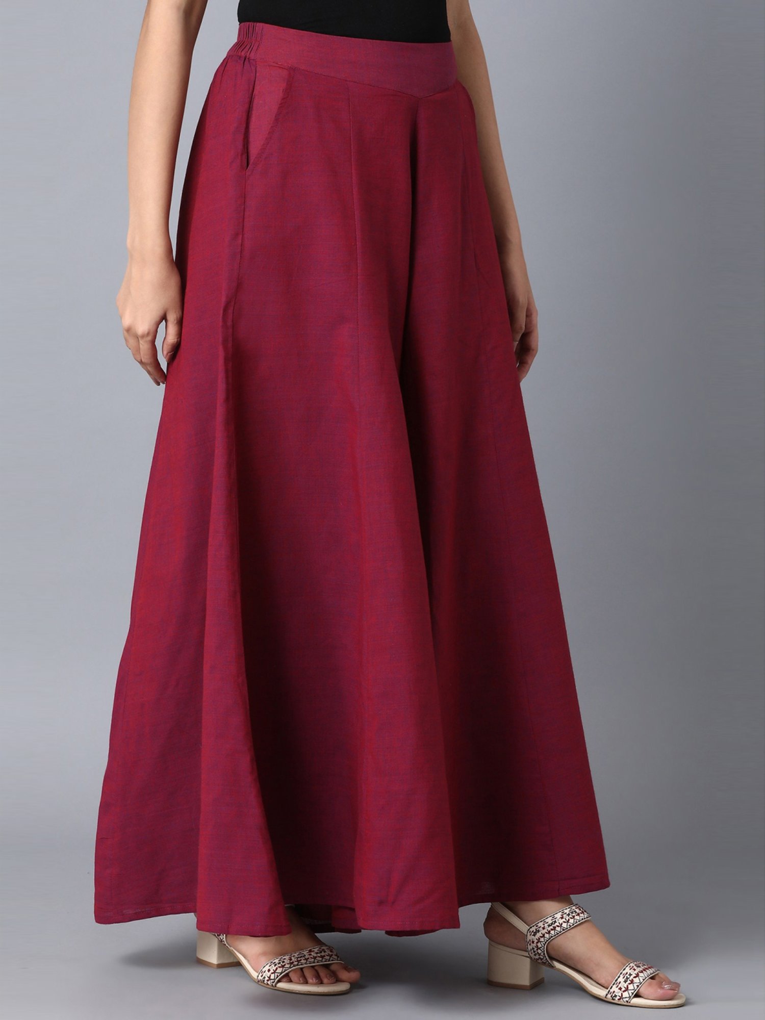 Elleven Purple Cotton Palazzos