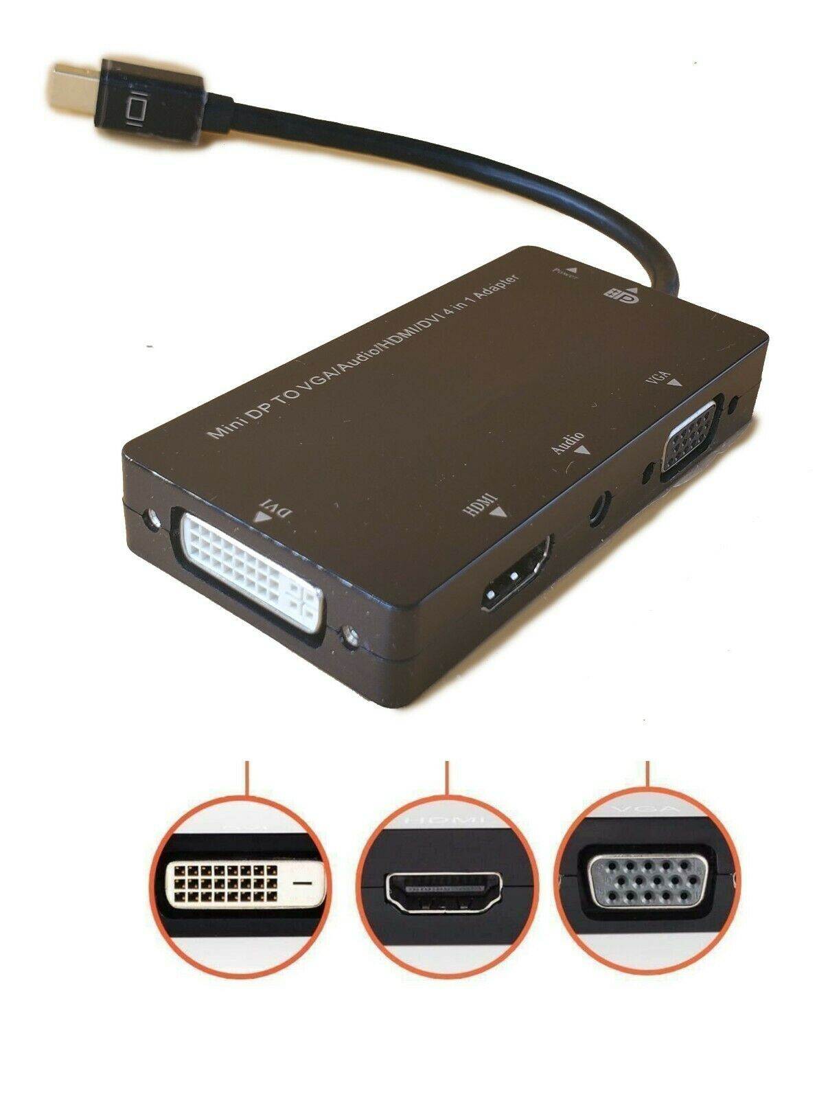 Mini Display-Port Adapter 4k 2k 1080p - Monitor Adapter - Mini DP to HDMI /VGA / DVI Adapter Hub - 3-in-1