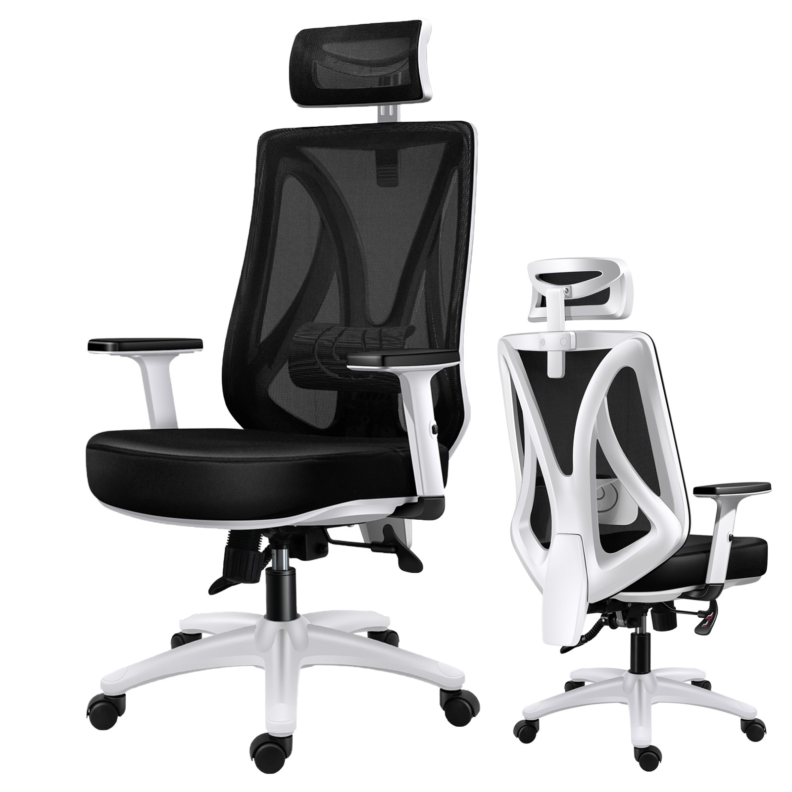 Weekan Ergonomic Mesh Office Chair, High Back Computer Gaming Chair with Lumbar Support, Adjustable Armrest and Headrest Executive Chair for Home Office, Height-Adjustable, 330 lbs Load Bearing