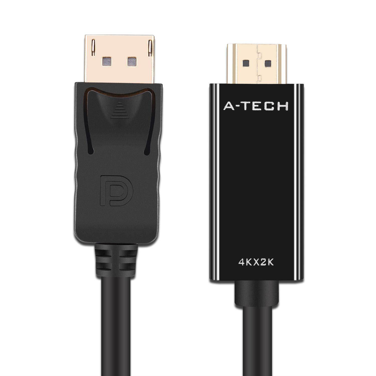 A-technology DisplayPort to HDMI Cable5ft(1.5m),DP to HDMI Cable 4k,1080P Adapter Converter-Black (5ft)