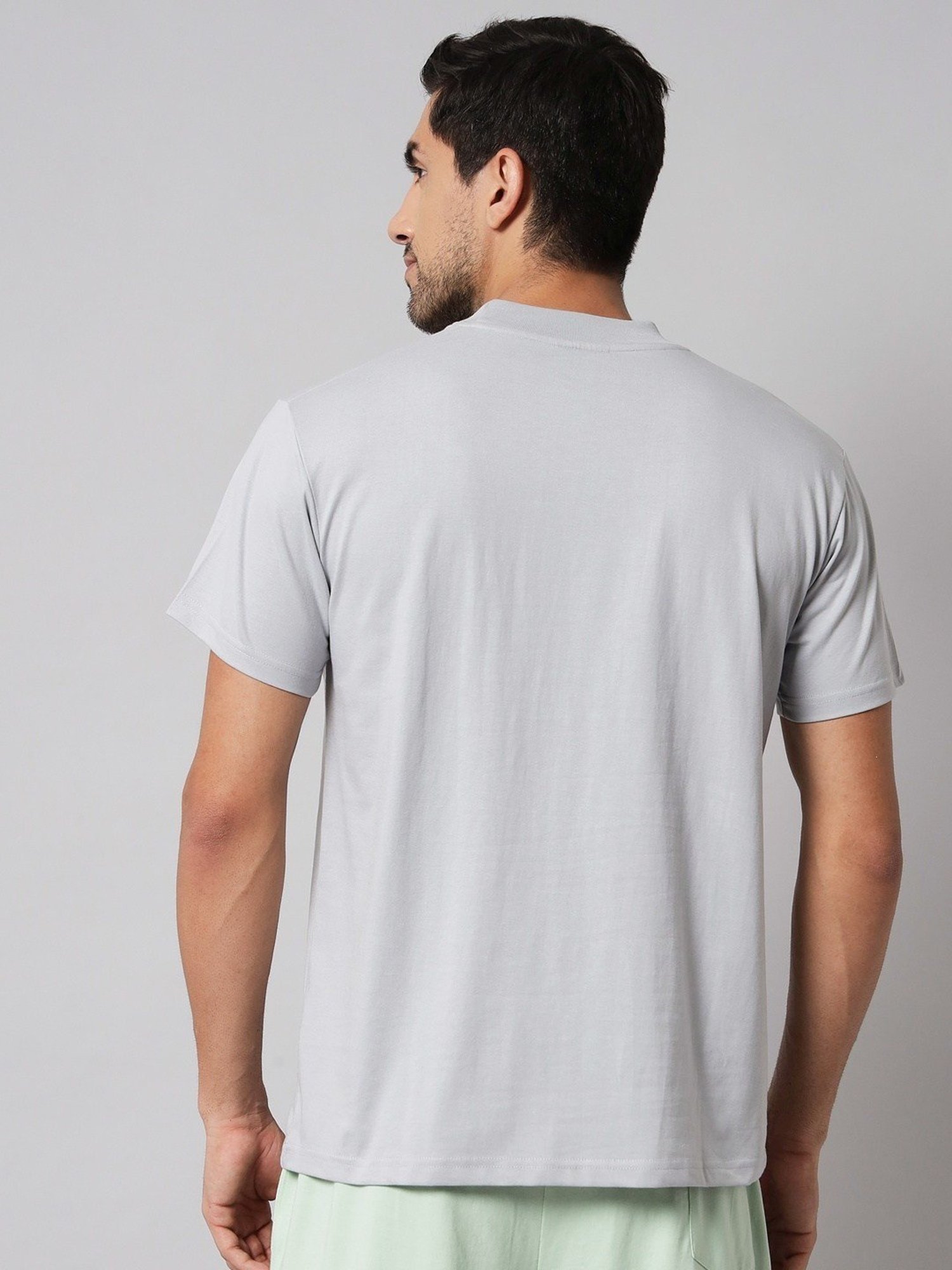 Griffel Grey Cotton Loose Fit Printed T-Shirt
