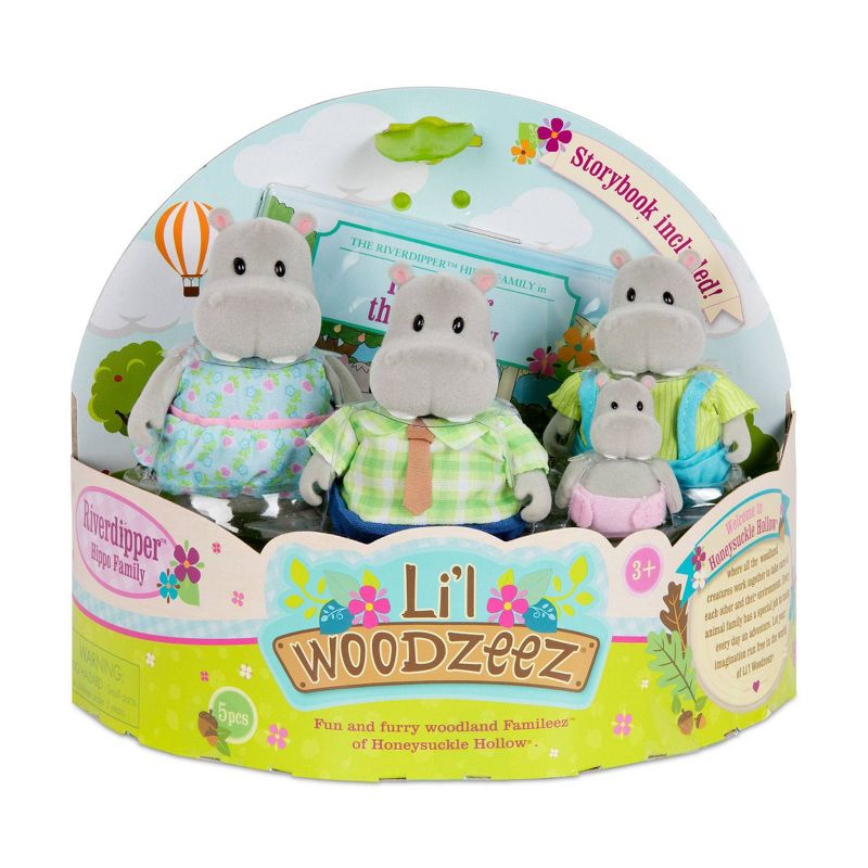 Li'l Woodzeez Miniature Animal Figurine Set - Riverdipper Hippo Family