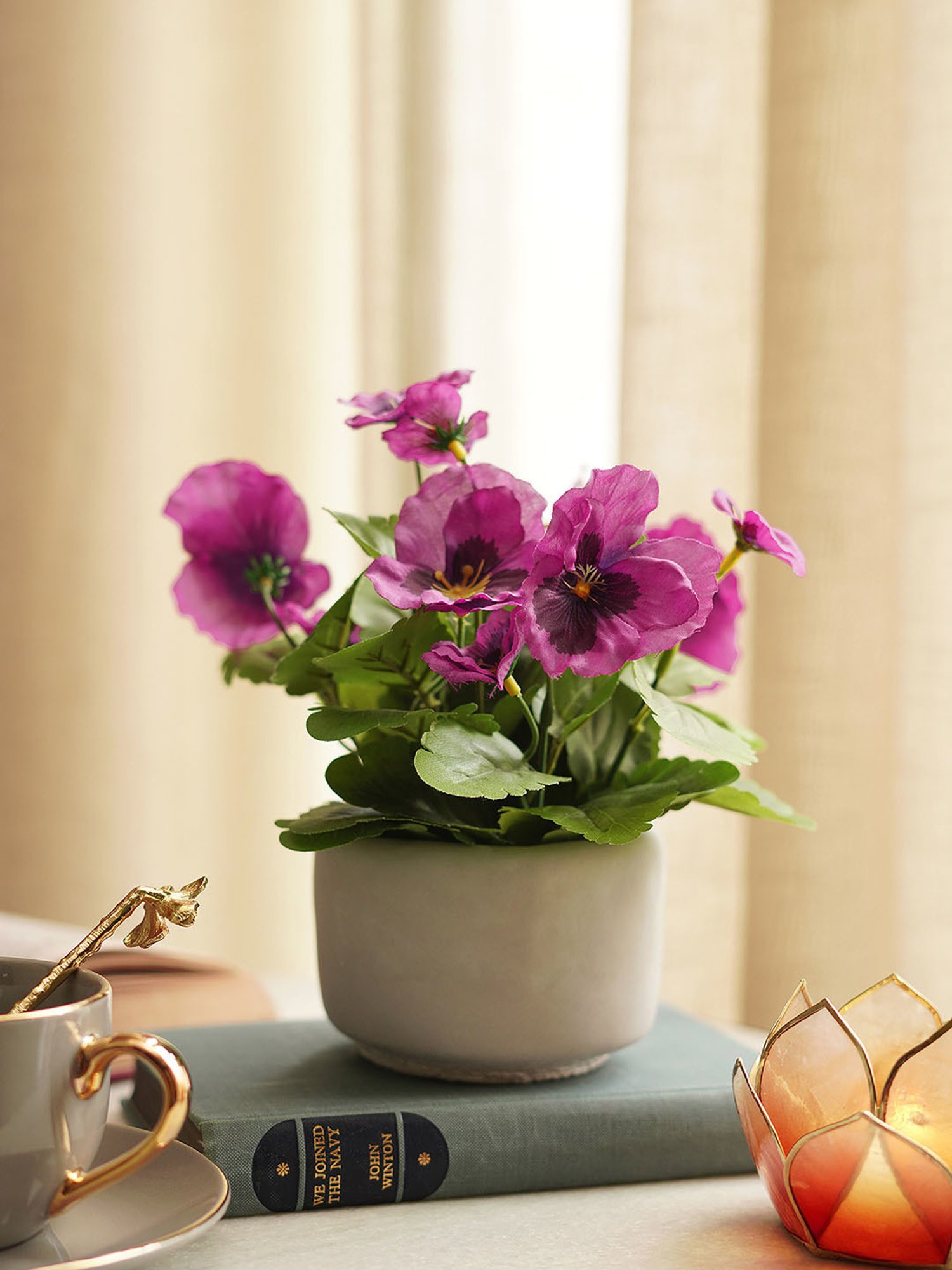 Pure Home and Living Purple Plastic Potted Plants