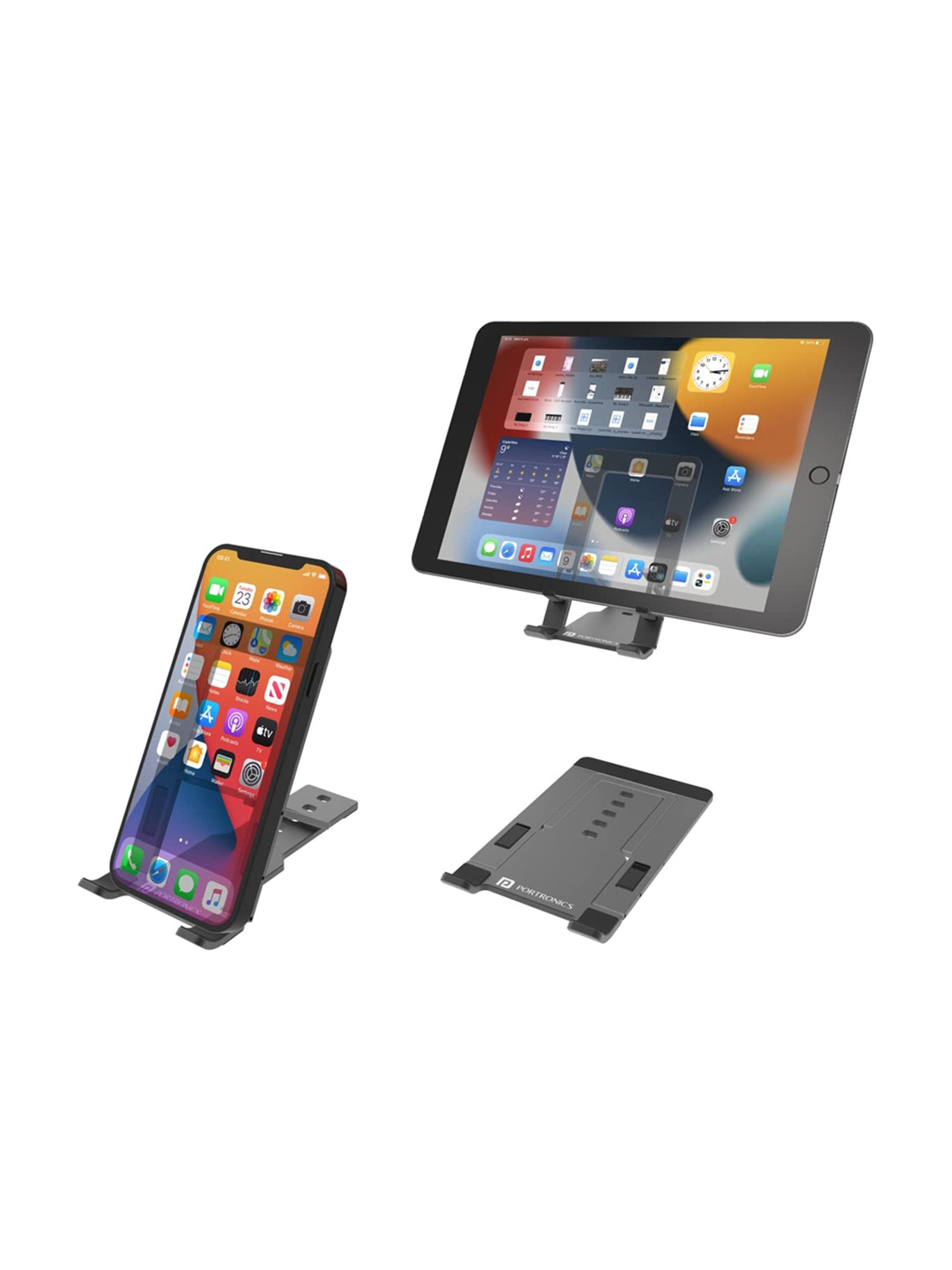 Portronics POR-1780 Modesk One Universal Mobile & Tablet Holder with 5 Adjustable Angles (Grey)