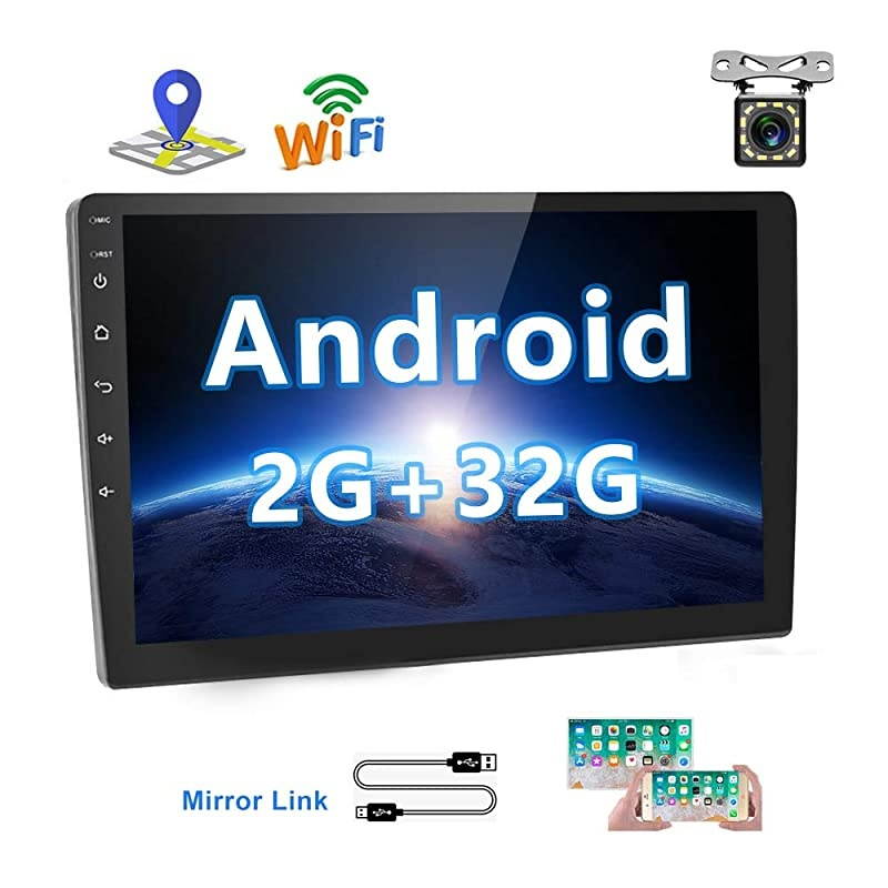 2G+32G Upgrade  Double Din Android Car Stereo 101 Inch Touch Screen Radio Bluetooth WiFi GPS FM Radio Support AndroidiOS Phone Mirror Link with Dual USB Input amp Backup Camera