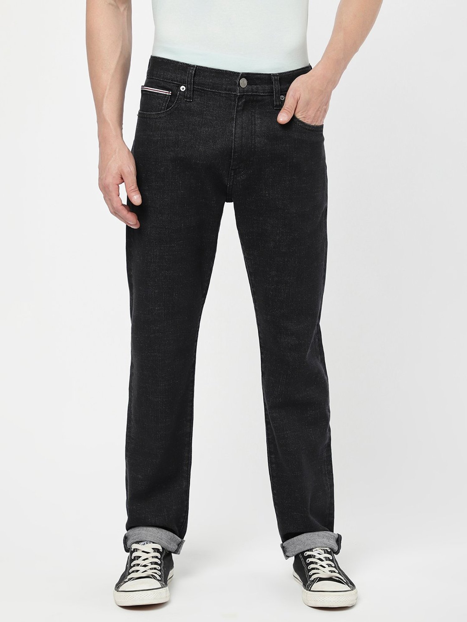 Passion Black Regular Fit Lightly Washed Jeans