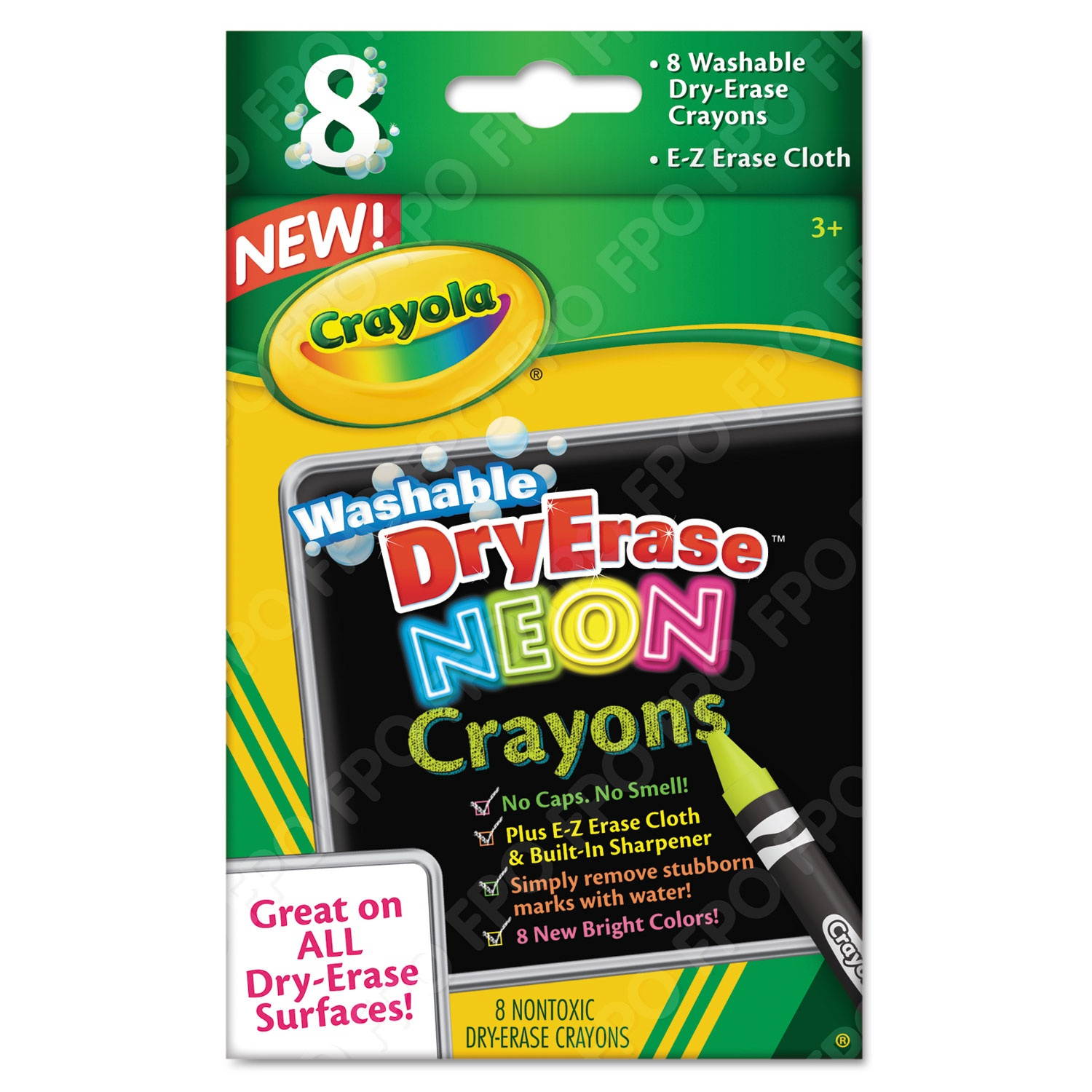 Crayola Dry Erase Neon Crayons 8/Pkg-