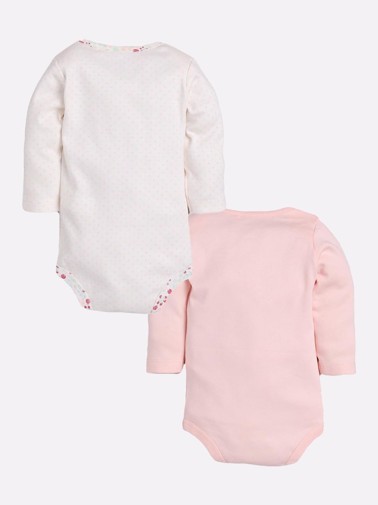 Baby Go Kids Peach & White Printed Onesie (Pack Of 2)