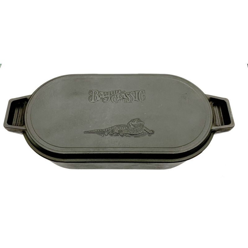 Bayou Classic Cast Iron 6qt Oval Fryer with Griddle Lid