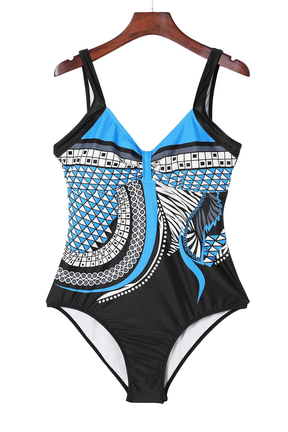 Blue Tribal Print One Piece Swimsuit