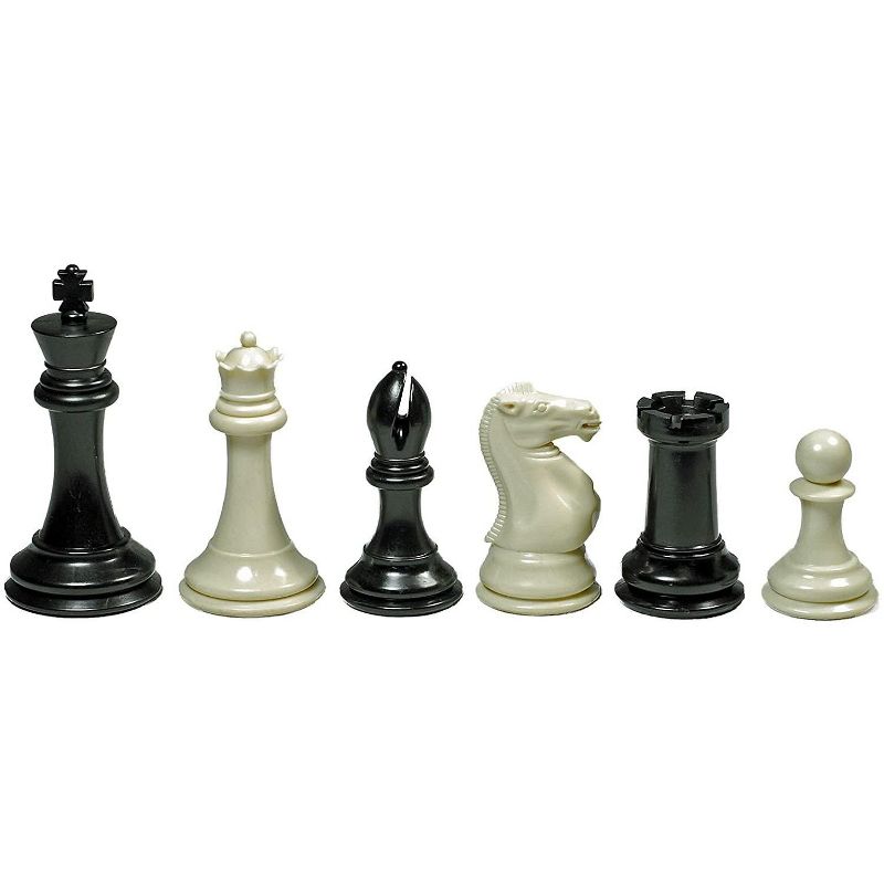 WE Games Super Tournament Staunton Chessmen - Triple Weighted Black & Cream Plastic Set with 4 in. King