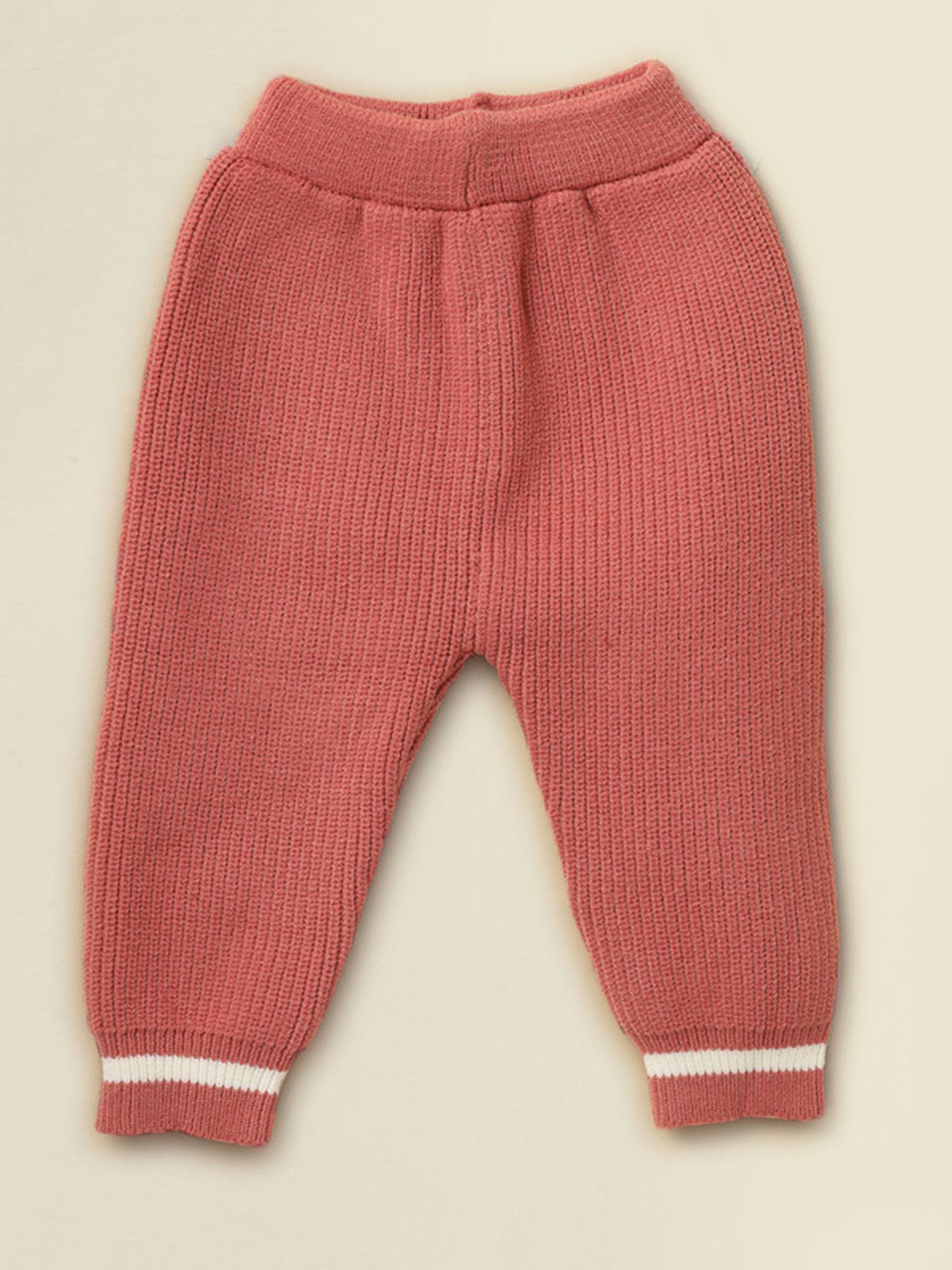 NEUDIS Girls Dark Peach Self Design Full Sleeves Sweatshirt with Joggers