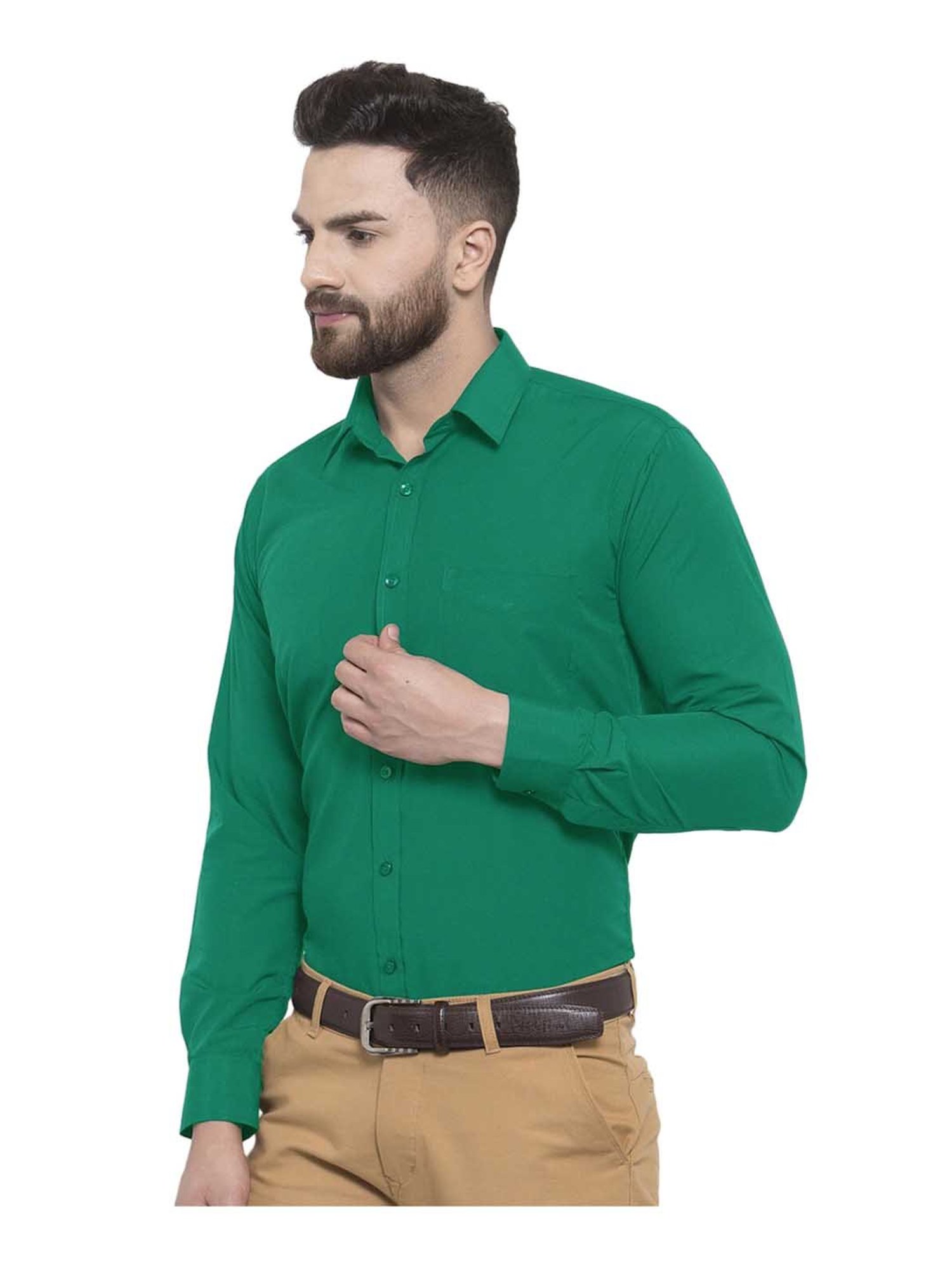 English Navy Green Full Sleeves Shirt