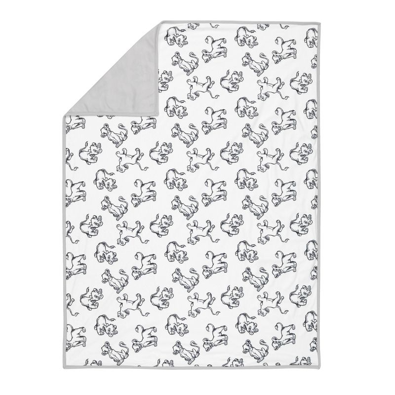Lambs & Ivy Disney Baby THE LION KING Baby Blanket - White/Gray Minky/Jersey