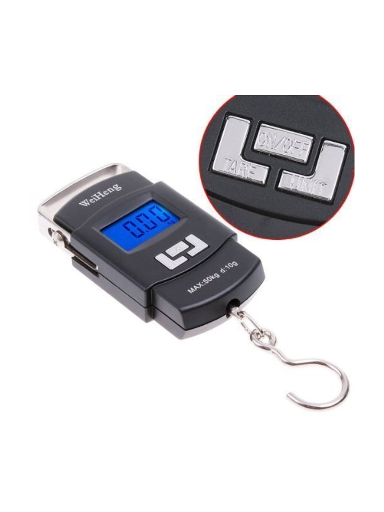 MCP Plastic Digital Hanging 110 lbs x 0.02 lb Portable Travel Luggage Scale, 50 kg x 5 g (Black)