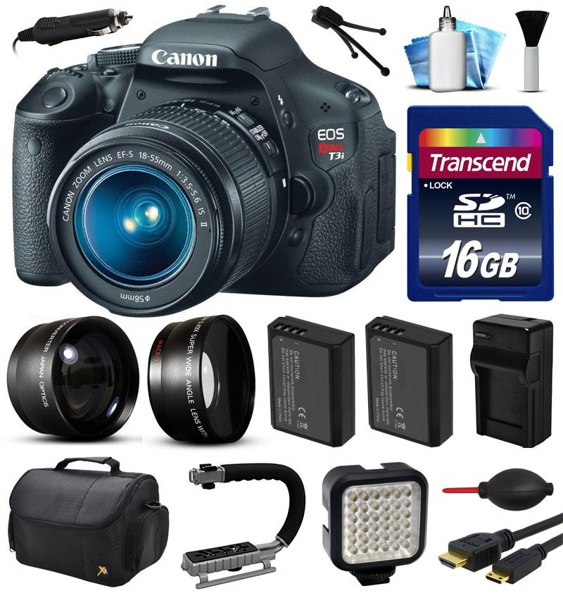 Canon EOS Rebel T3i 600D Digital Camera w/ 18-55mm Lens (16GB Essential Bundle)
