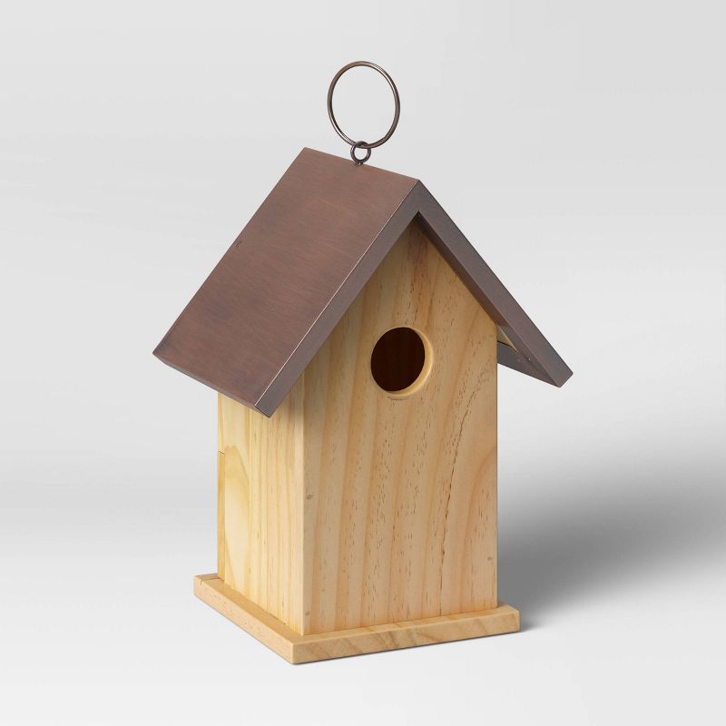 12.4" x 7" Wood and Iron Bird House Brown - Smith & Hawken™