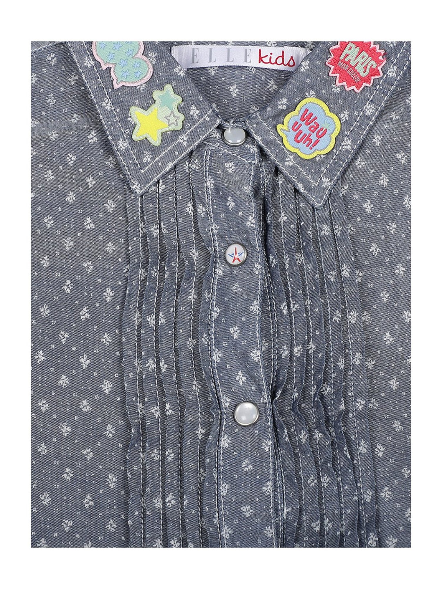 Elle Kids Blue Printed Dress With Belt