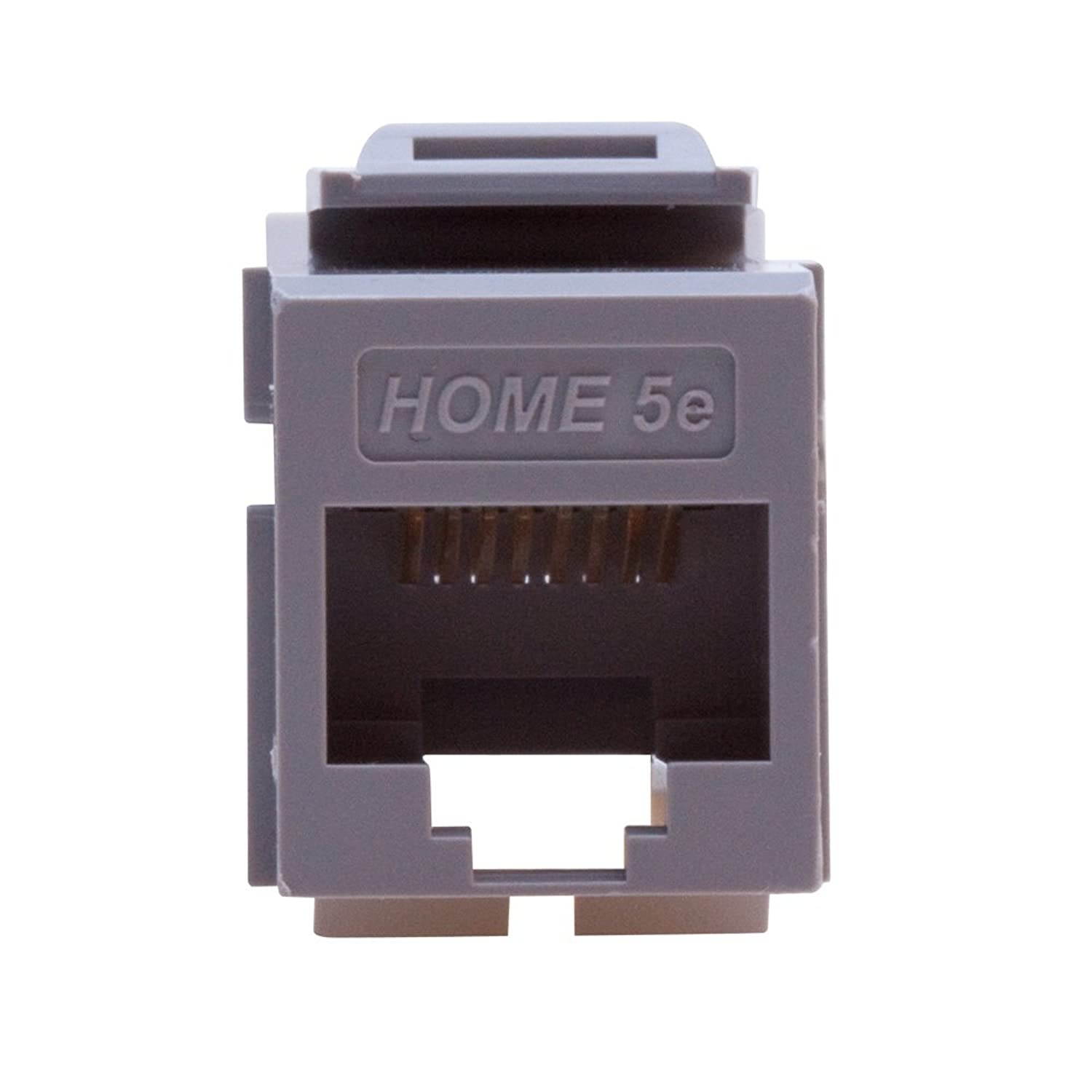 Leviton 5EHOM-RG5 Home 5e Snap-In Connector, T568A/B Wiring, Grey
