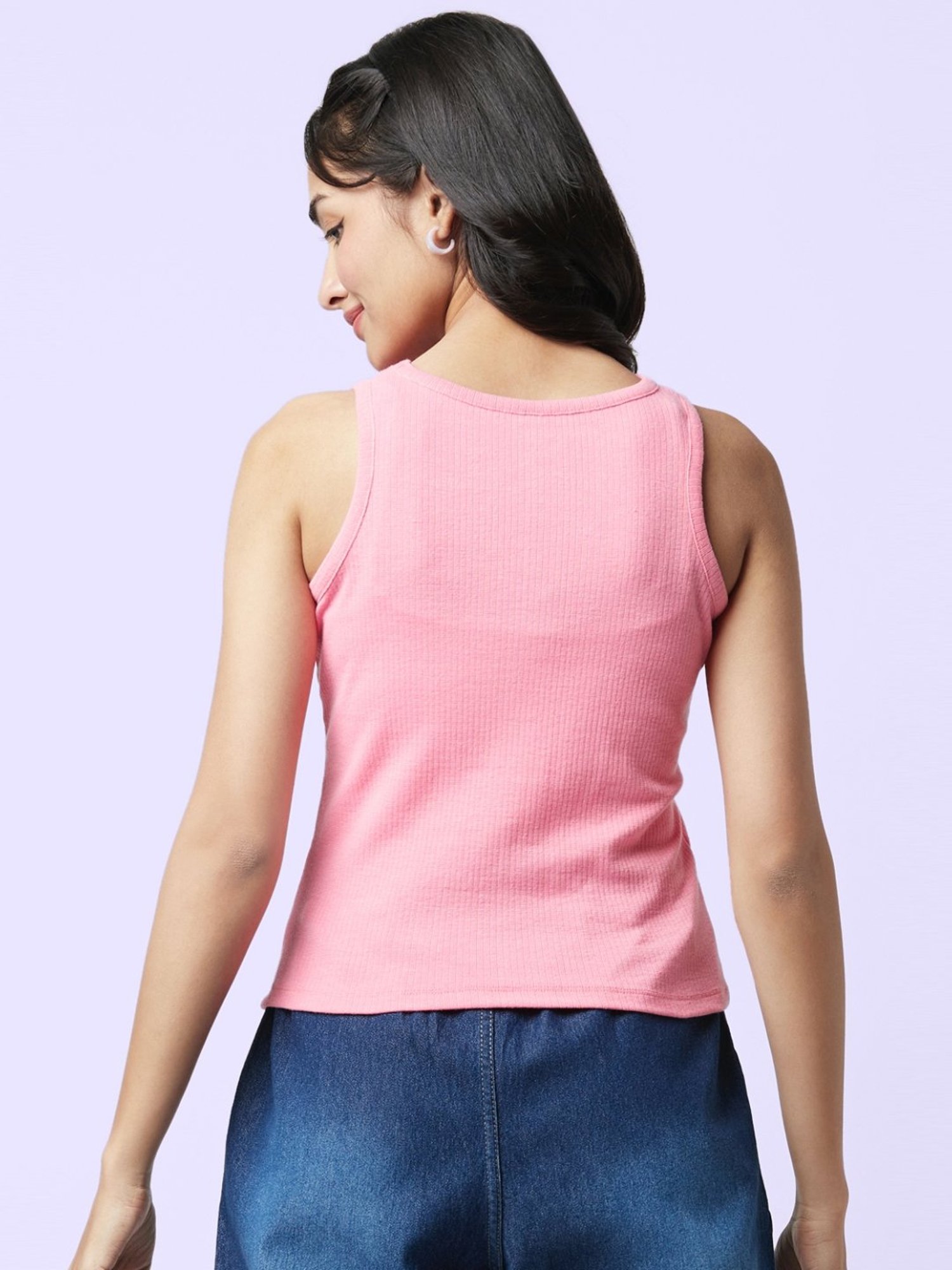 YU by Pantaloons Pink Slim Fit Top