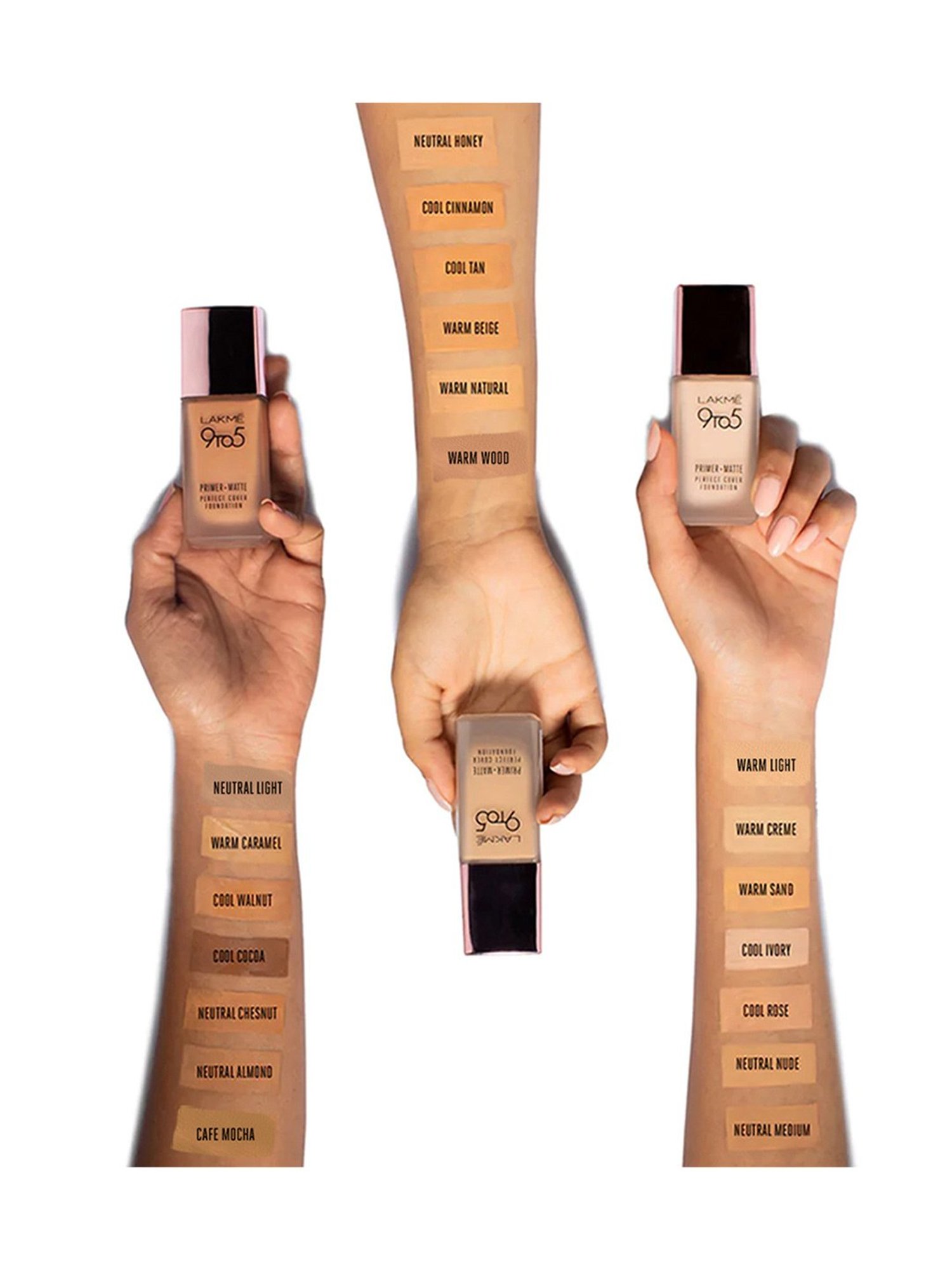 Lakme 9 To 5 Primer + Matte Perfect Cover Foundation W110 Warm Light - 25 ml