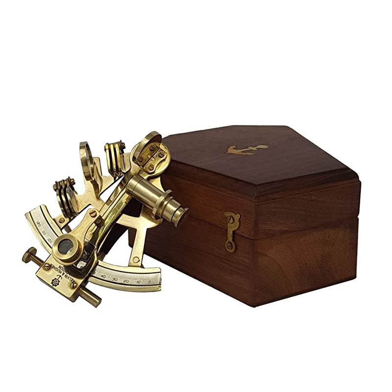 Sextant Navigation Instrument Sextante Navegacion Marine Sextant in Hardwood Gift Box 4 inches Shiny Brass