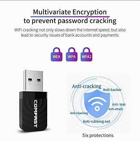 WiFi Adapter,5GHz WiFi Dongle USB 3.0 1300Mbps Dual Band 2.4GHz 5GHz Mini Wireless Network USB Wifi Adapter for PC Desktop Laptop, Support Windows XP/7/8/8.1/10, MacOS 10.9-10.14