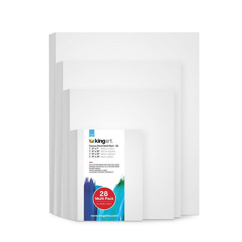 Kingart 28ct Assorted Canvas Panel Board Value Pack