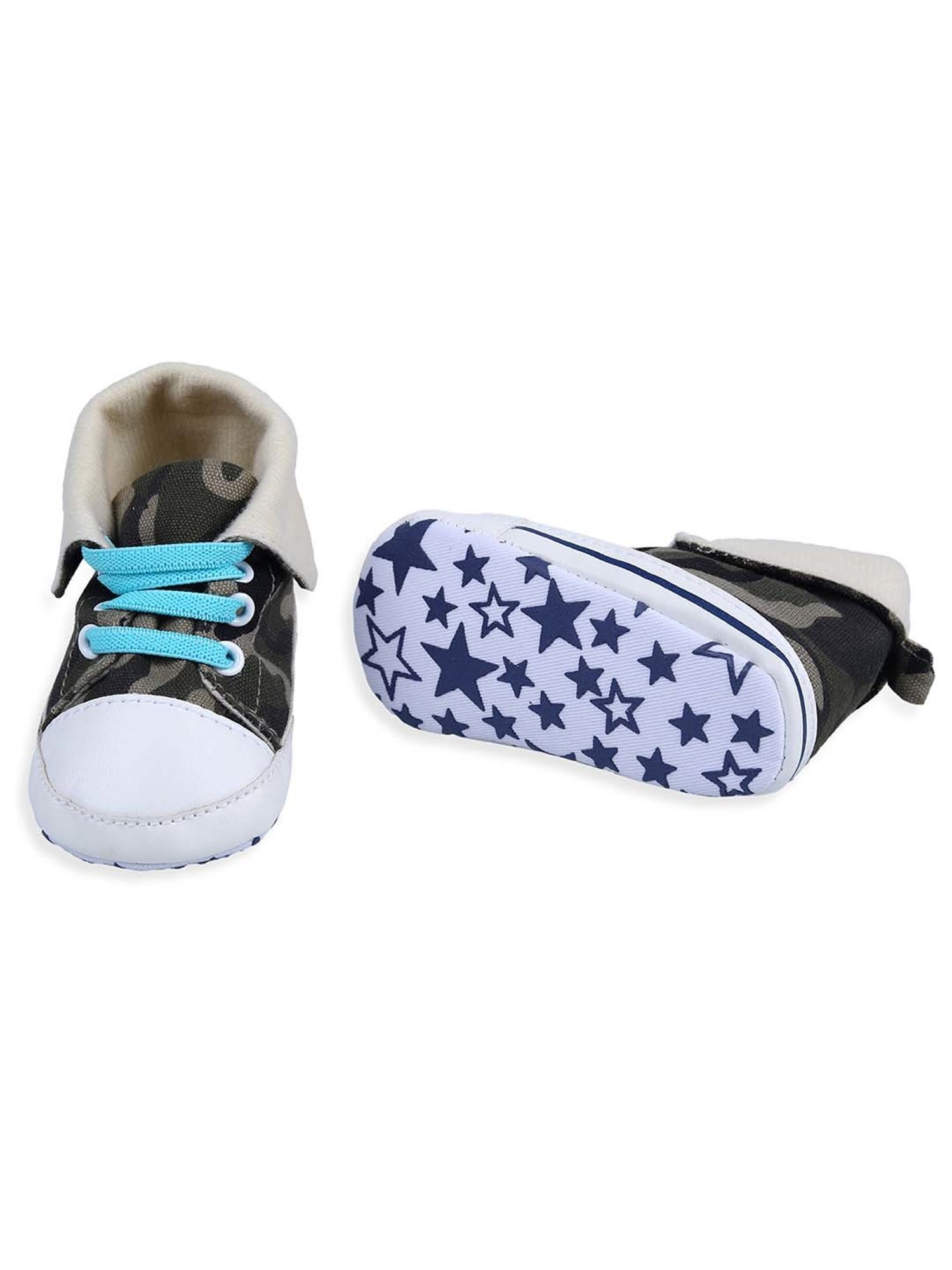 Baby Moo Kids White & Green Casual Booties