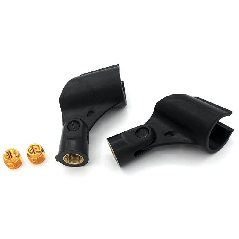 2PC Stands Black Mic Clip for Shure Wireless Microphone System Handhold Pgx24/slx24/sm58 All Wireless Microphone Handheld Transmitter, Mic Stand Threaded Plactic Clip Clamp Holder Mount