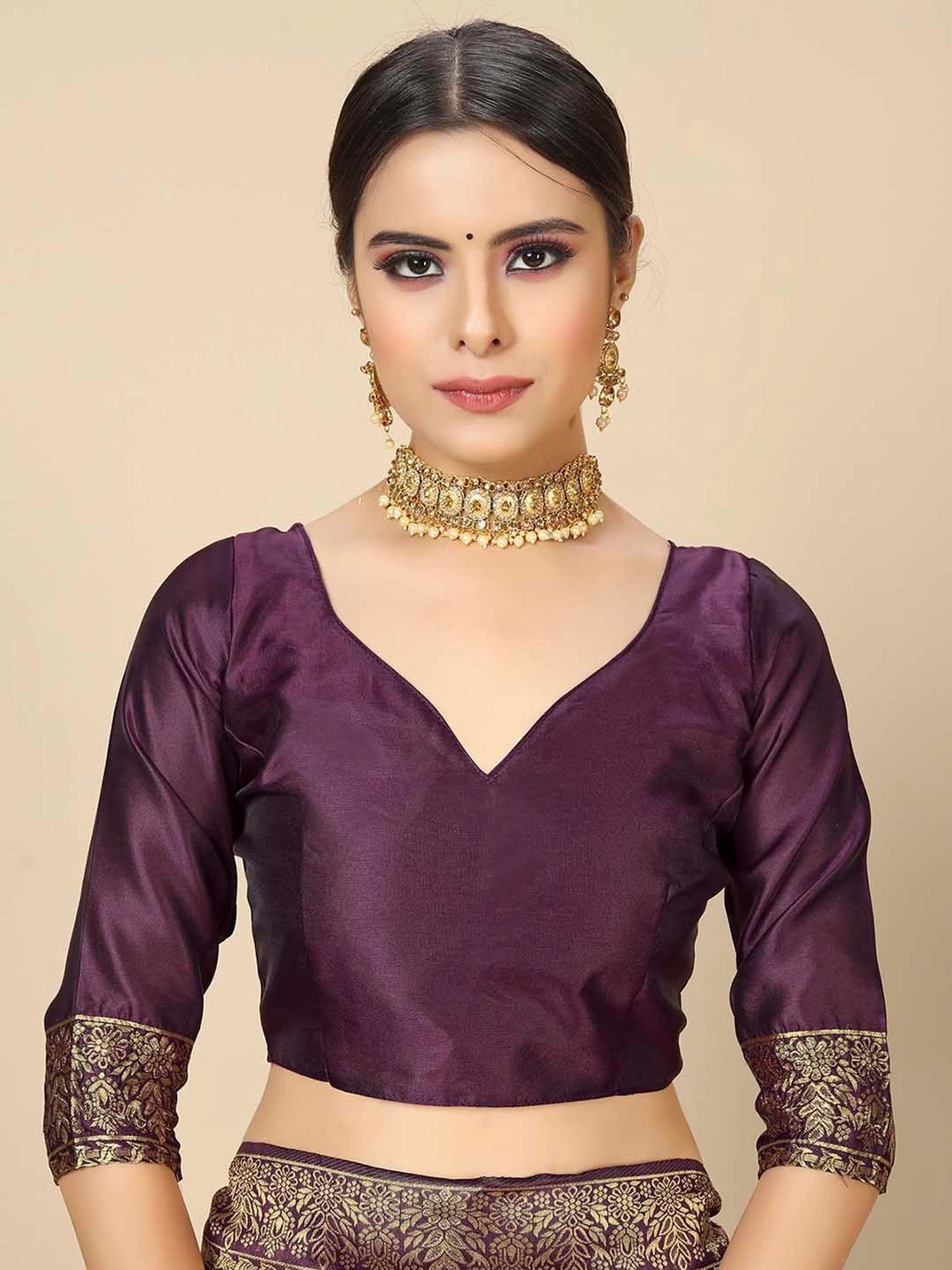 Rangita Mauve Banarasi Woven Saree With Blouse