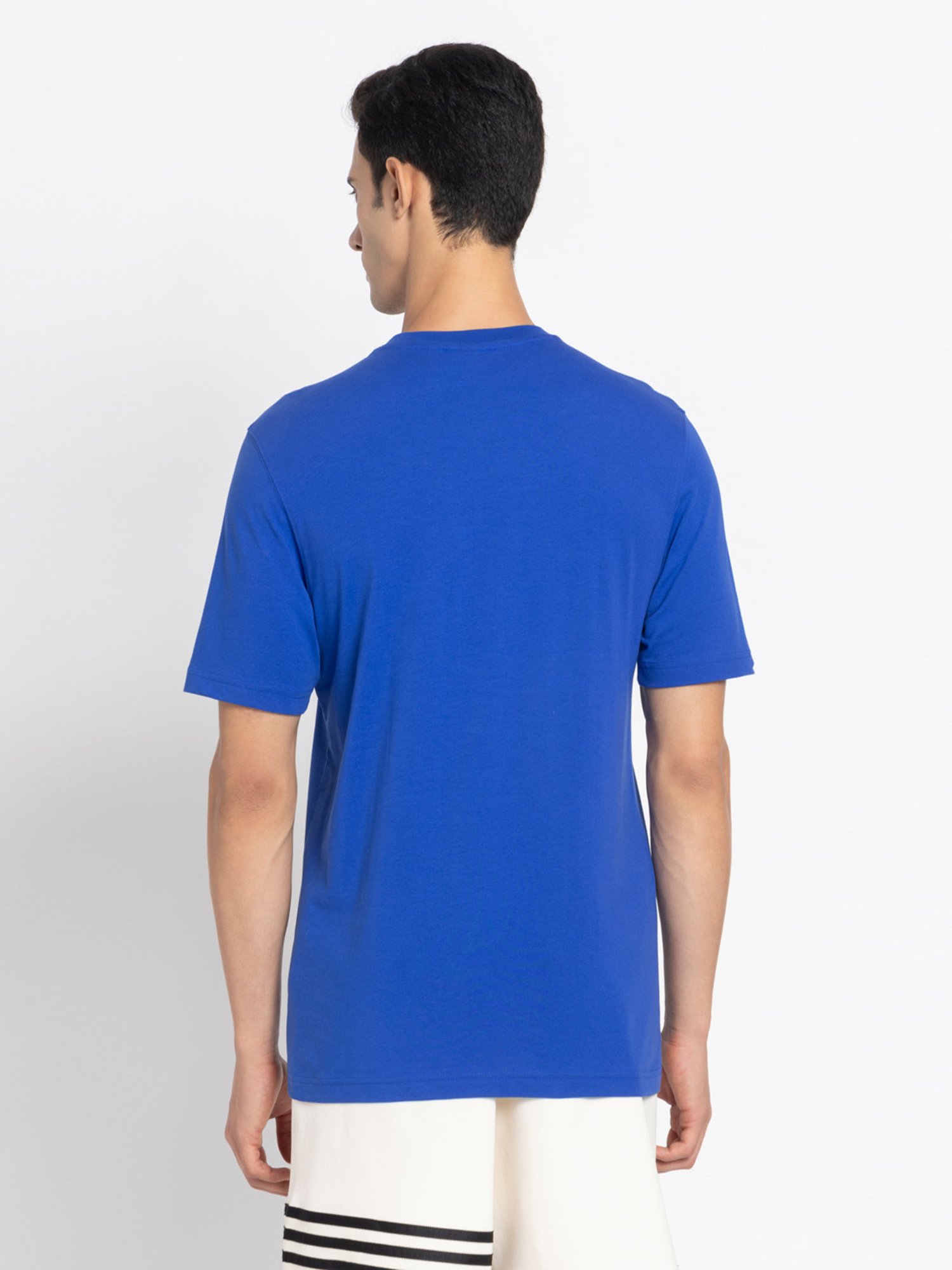 Adidas Blue 100% Cotton Regular Printed  T-Shirt
